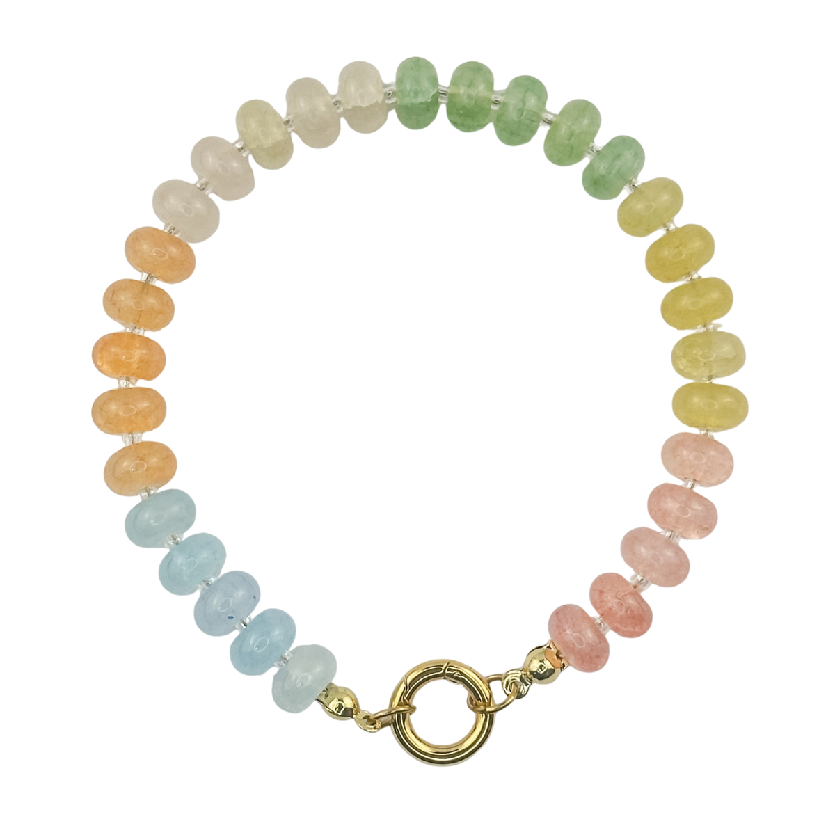 Agate Rondelle Beaded Bracelet with Charm Keeper