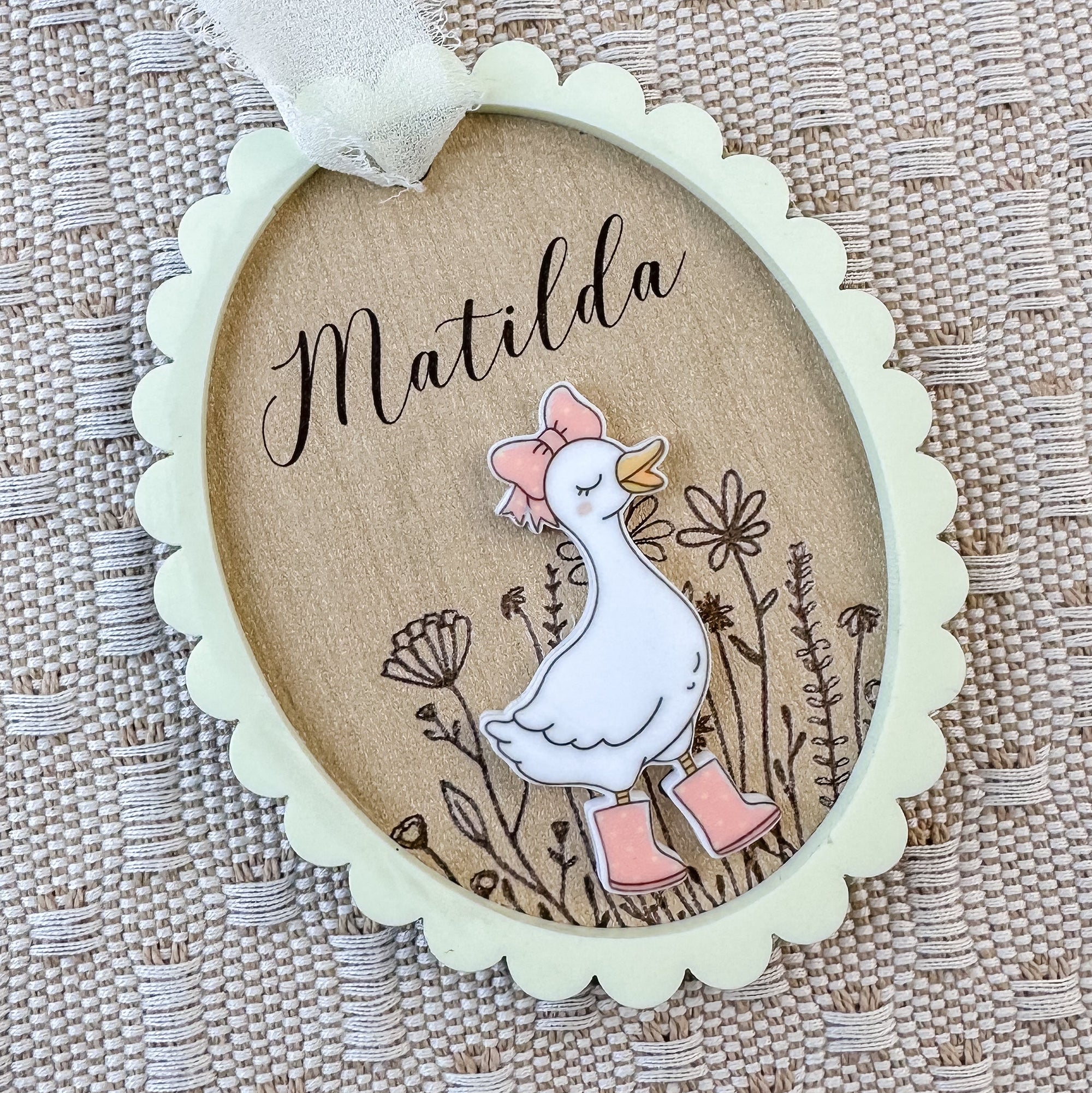 Personalized Easter Tag | Duck or Bunny | Layered Wood & Acrylic Basket Name Tag