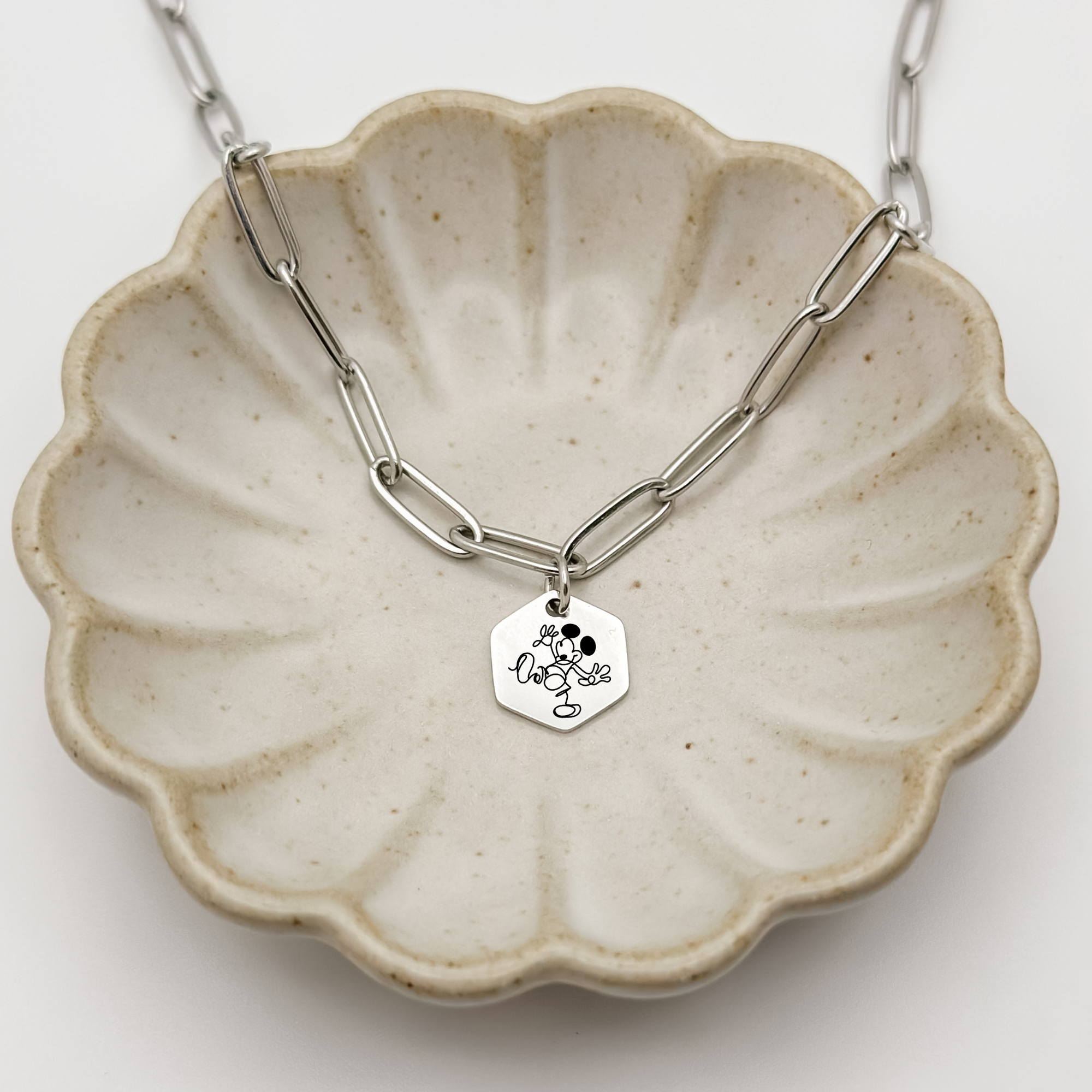 Mouse Sketch Hexagon Necklace