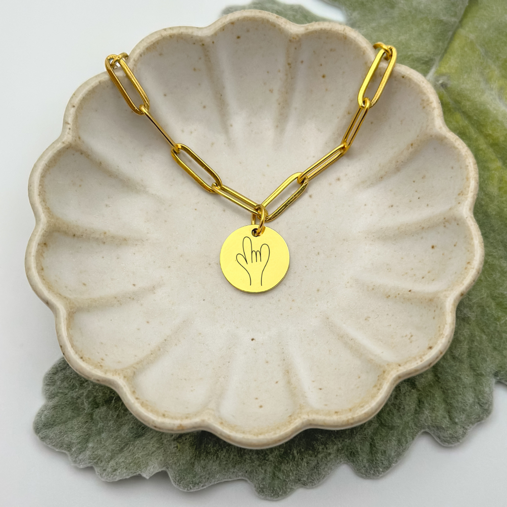 Circle Charm ASL 'I Love You' Necklace