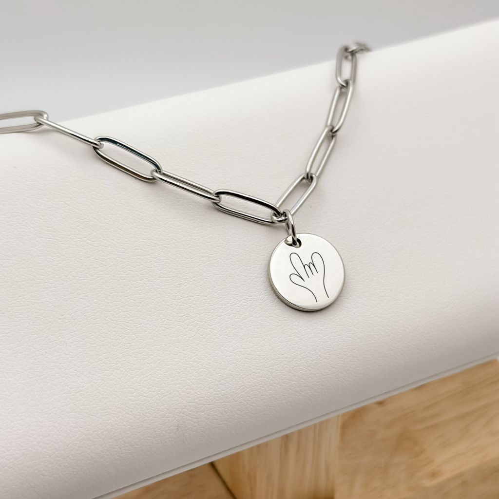 Circle Charm ASL 'I Love You' Necklace