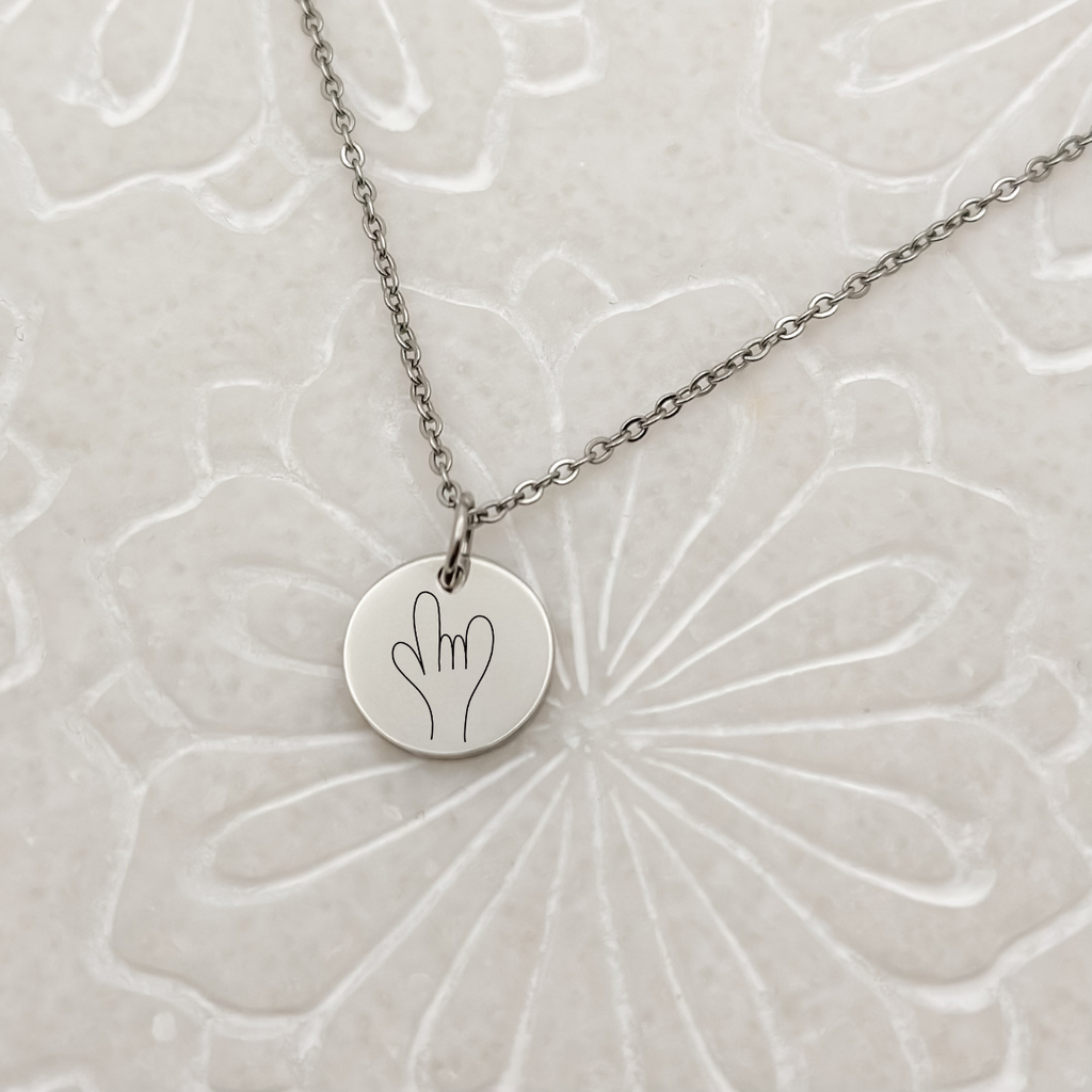 Circle Charm ASL 'I Love You' Necklace