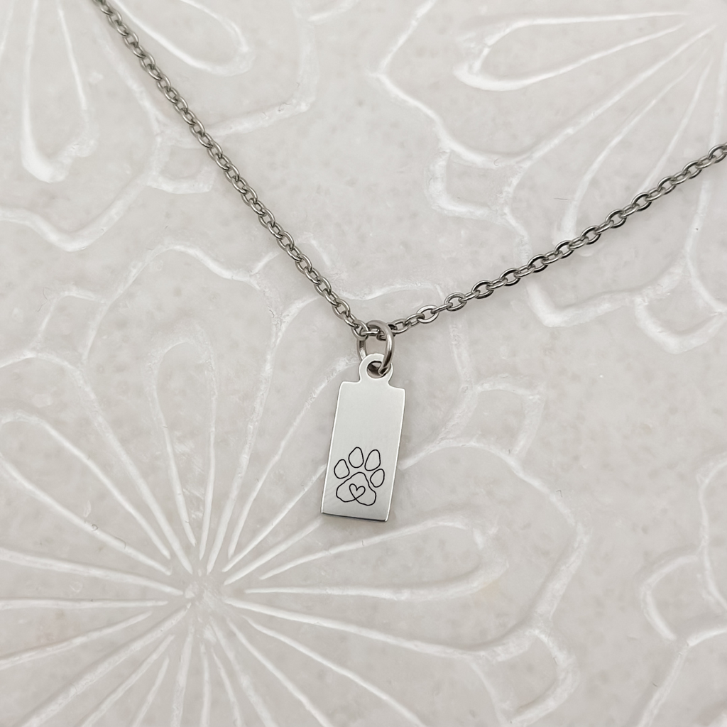 Tiny Pet Paw Tag Necklace