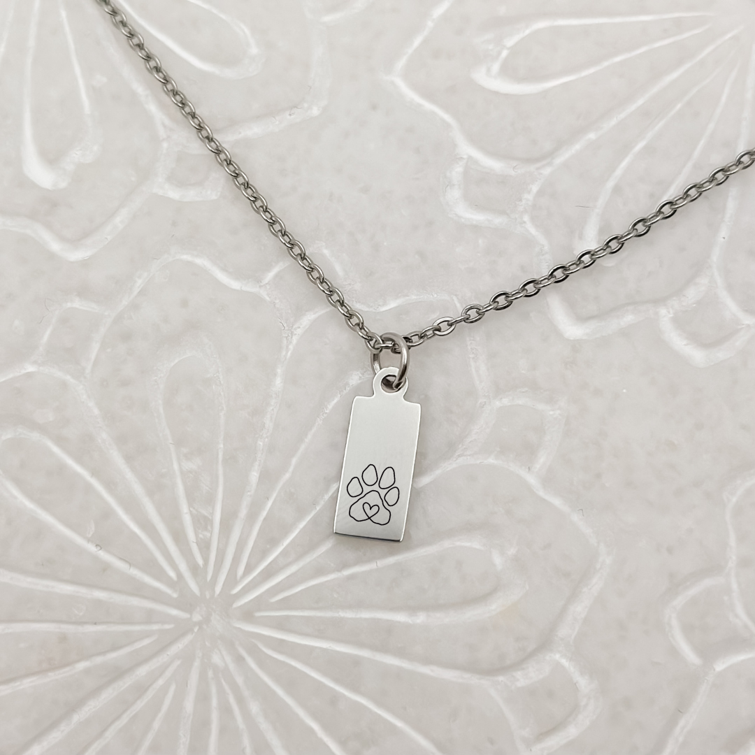 Tiny Pet Paw Tag Necklace