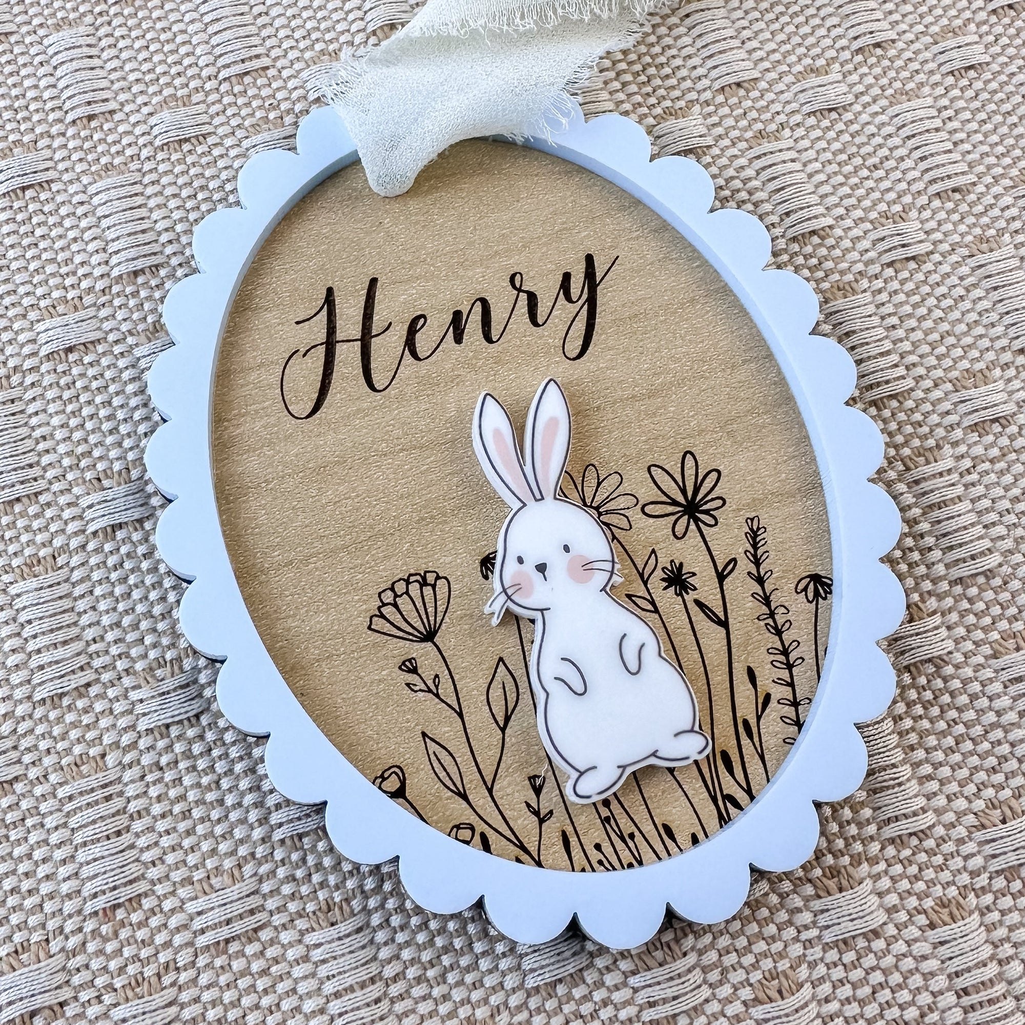 Personalized Easter Tag | Duck or Bunny | Layered Wood & Acrylic Basket Name Tag
