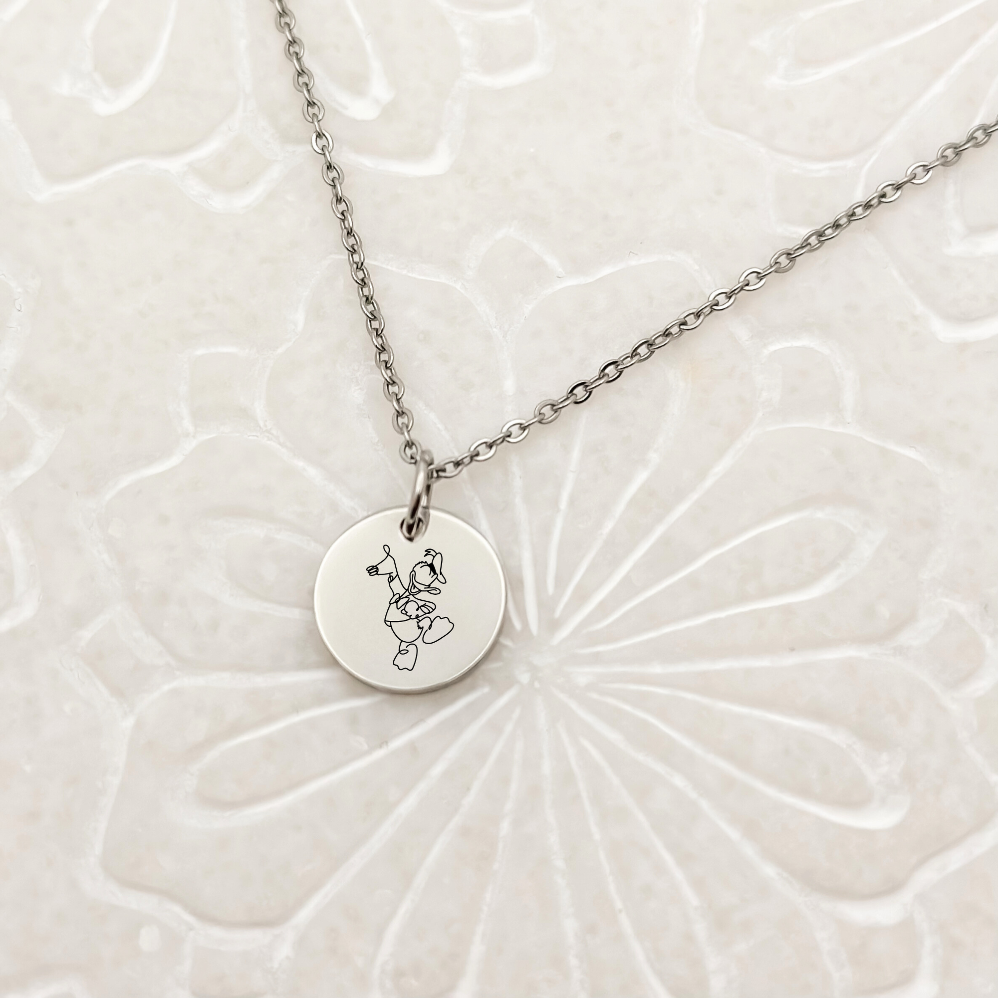 Duck Sketch Circle Necklace