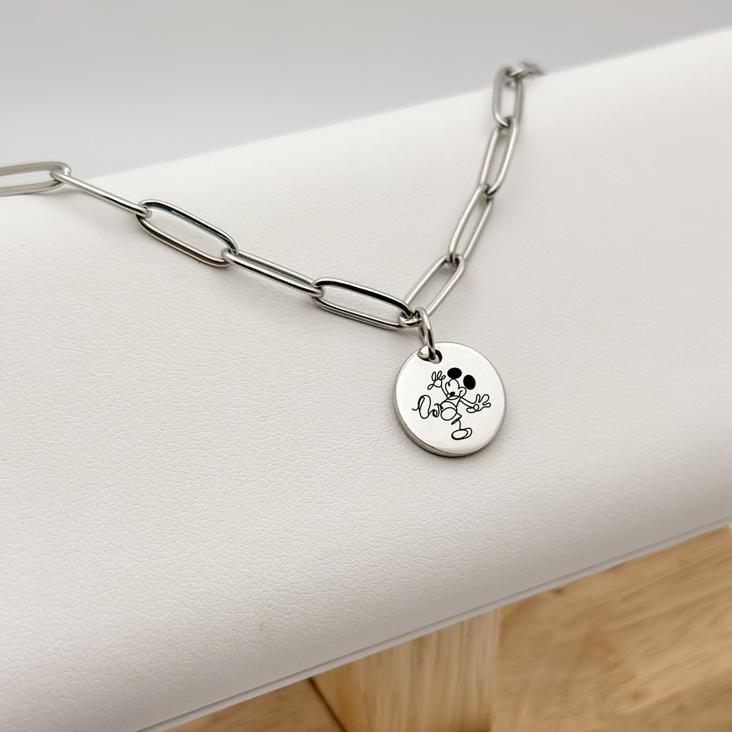 Mouse Sketch Circle Necklace