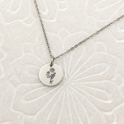 June Circle Birth Flower Necklace – Rose