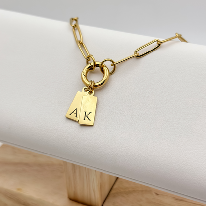 Gold Tiny Initial Tag Necklace