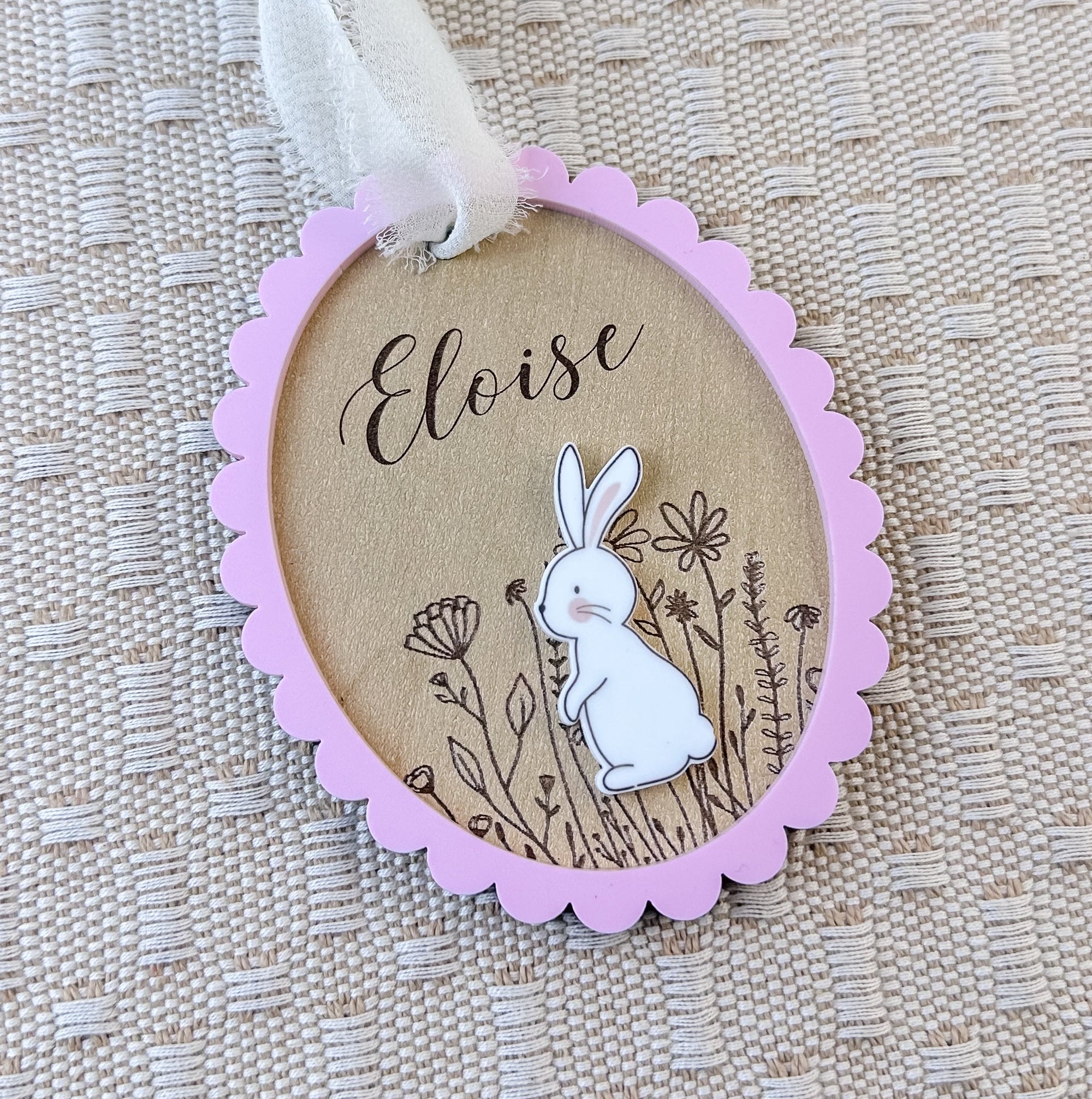 Personalized Easter Tag | Duck or Bunny | Layered Wood & Acrylic Basket Name Tag