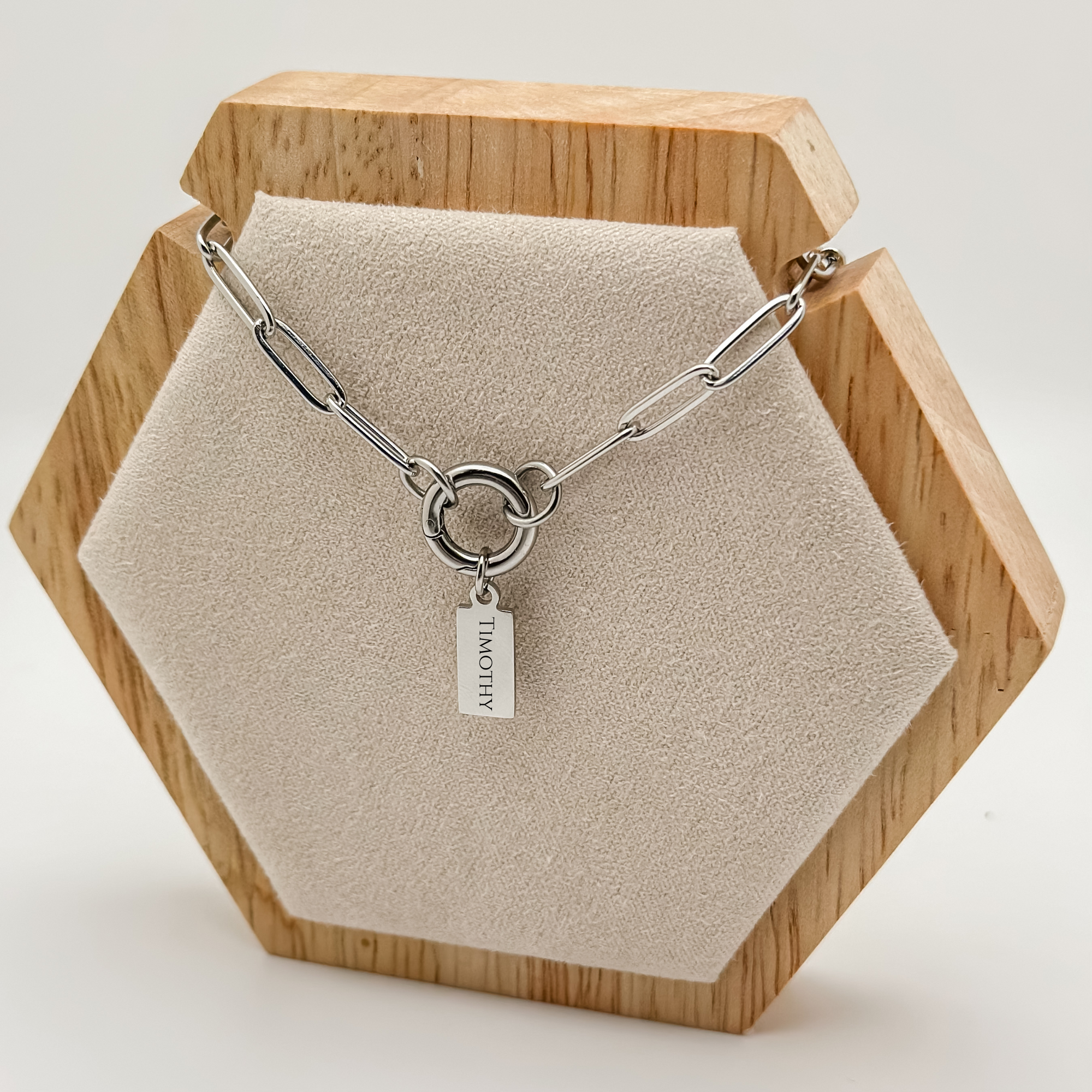 Silver Tiny Tag Name Necklace