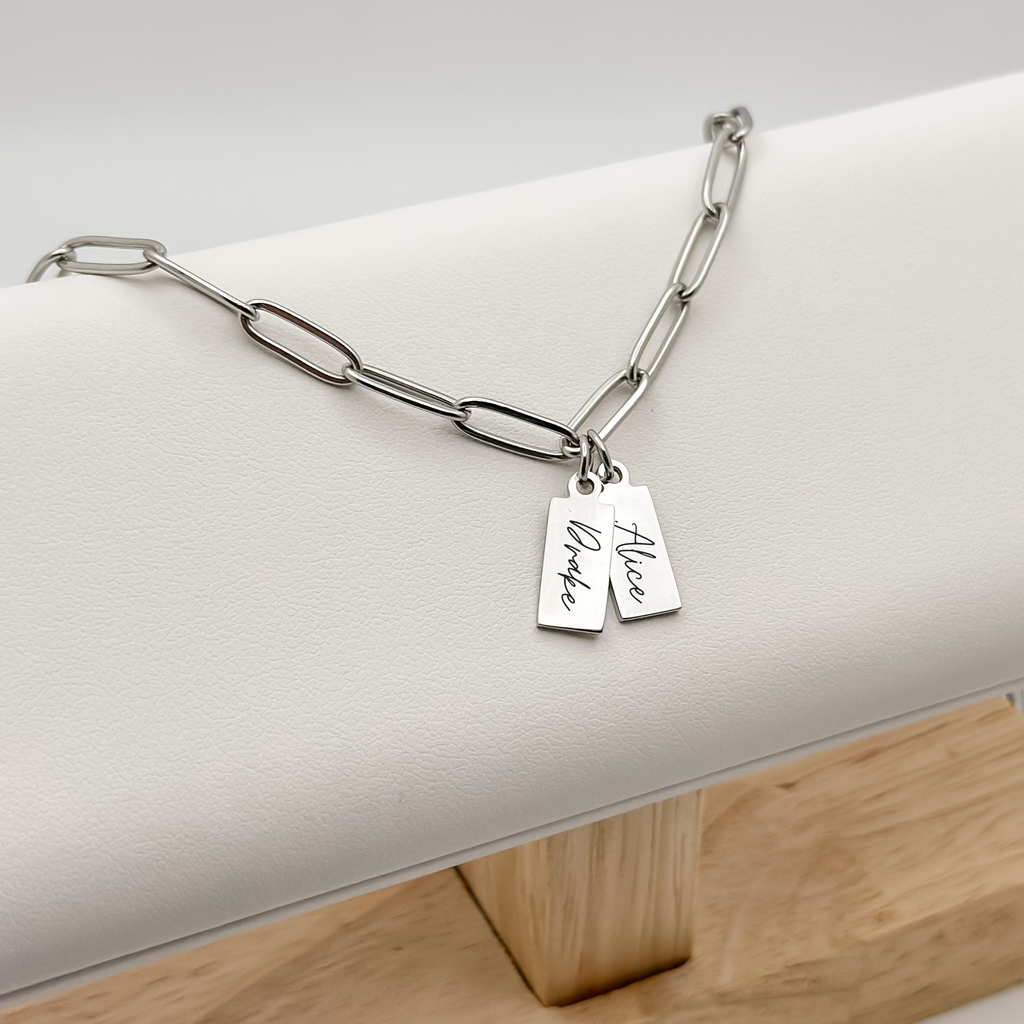 Silver Tiny Tag Name Necklace