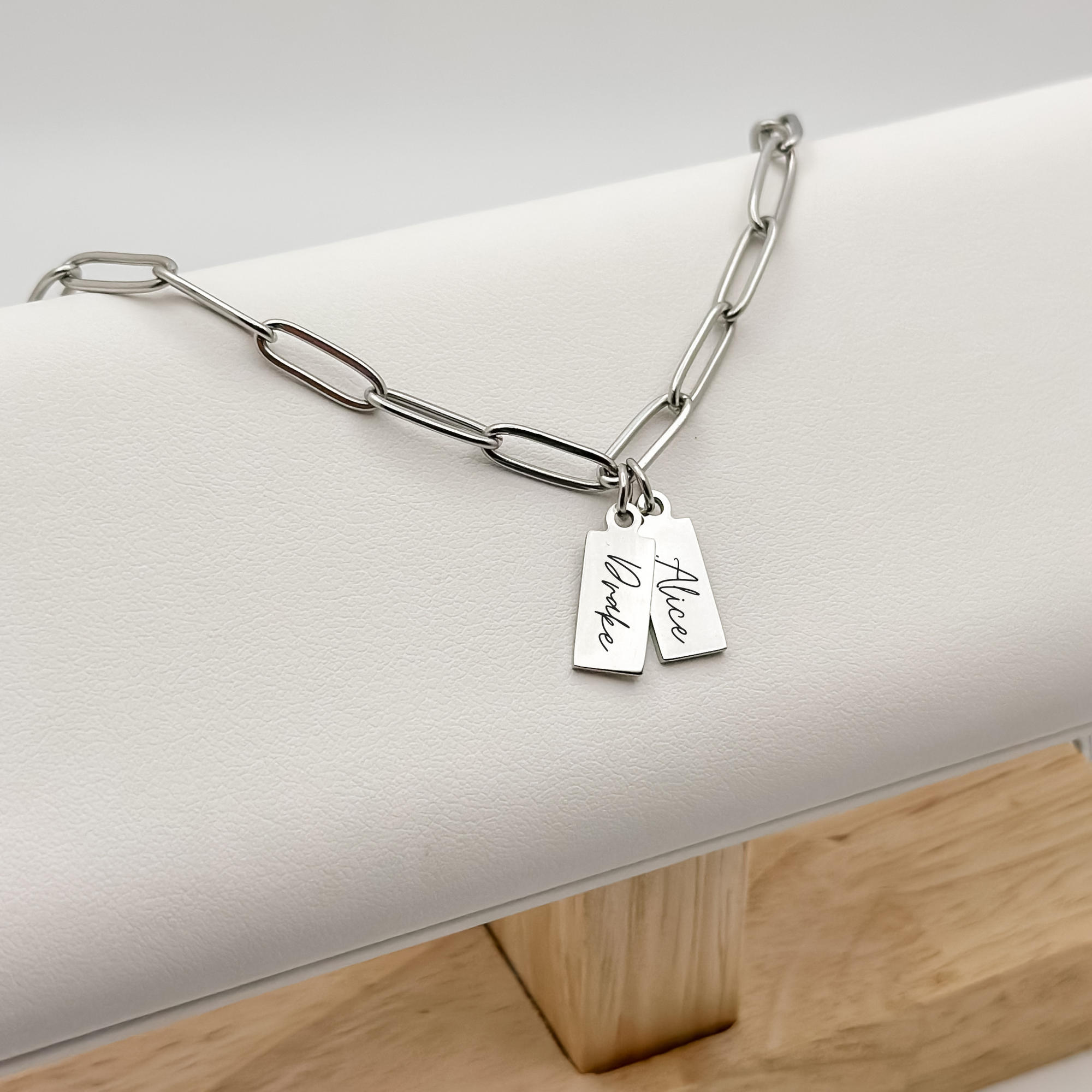 Silver Tiny Tag Name Necklace