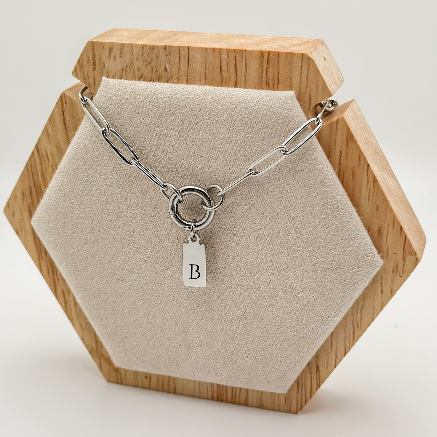 Silver Tiny Initial Tag Necklace