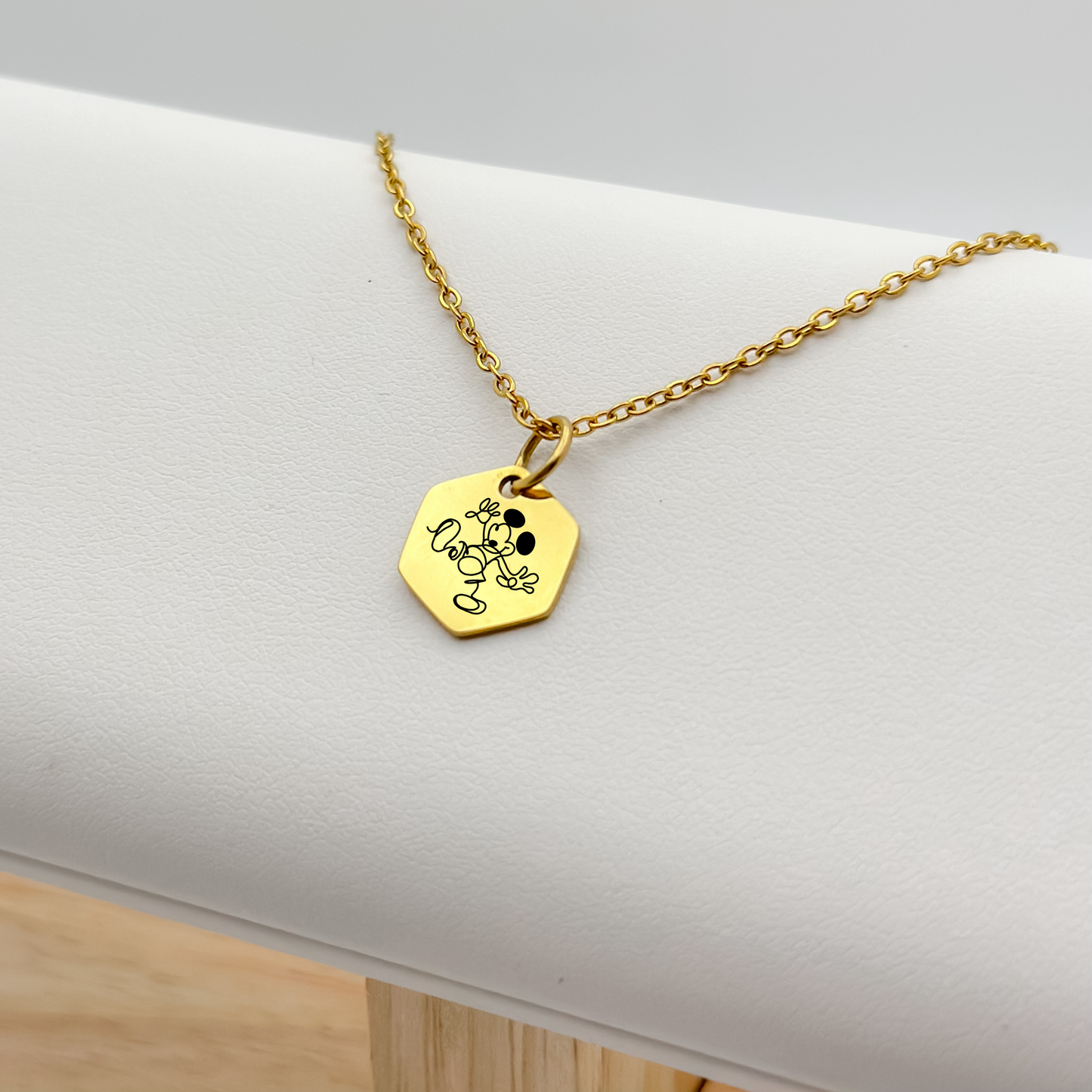 Whimsical Mouse Sketch Hexagon Necklace