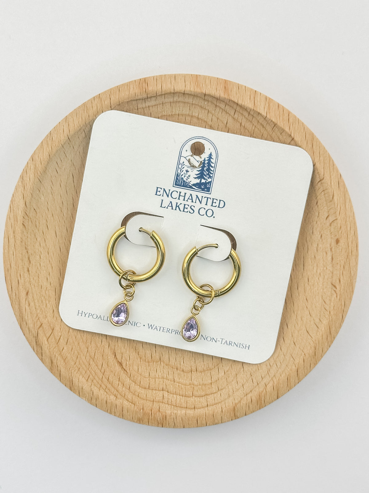 Birthstone Teardrop Huggie Hoops