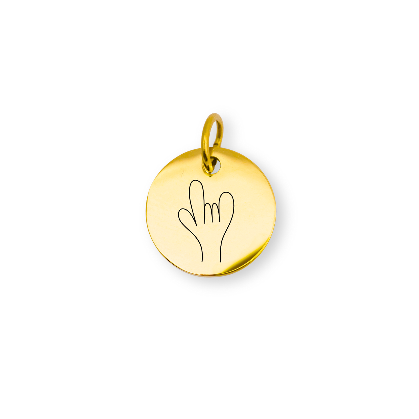 ASL "I Love You" Engraved Circle Charm