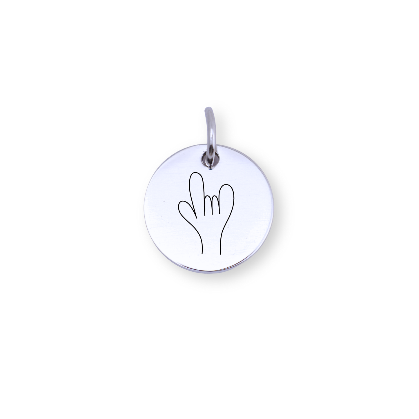 ASL "I Love You" Engraved Circle Charm