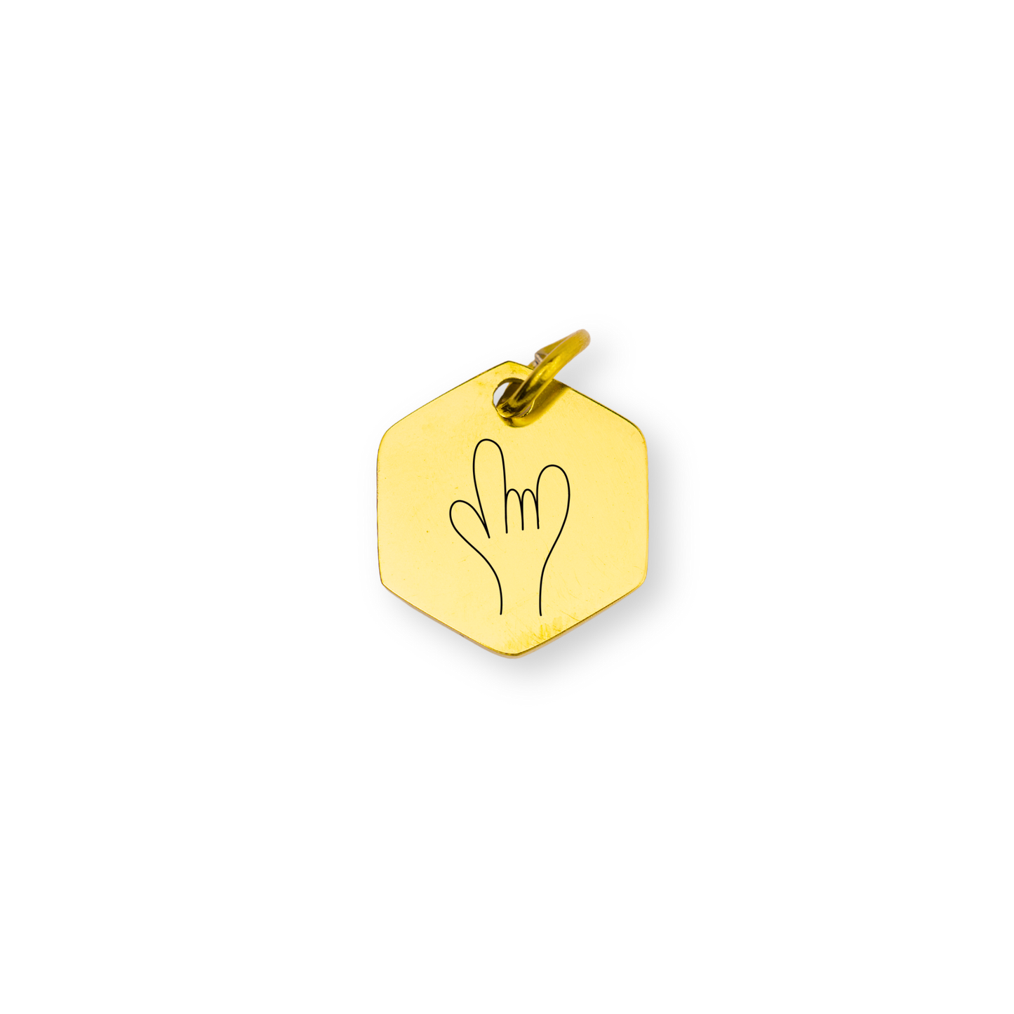 ASL "I Love You" Engraved Hexagon Charm