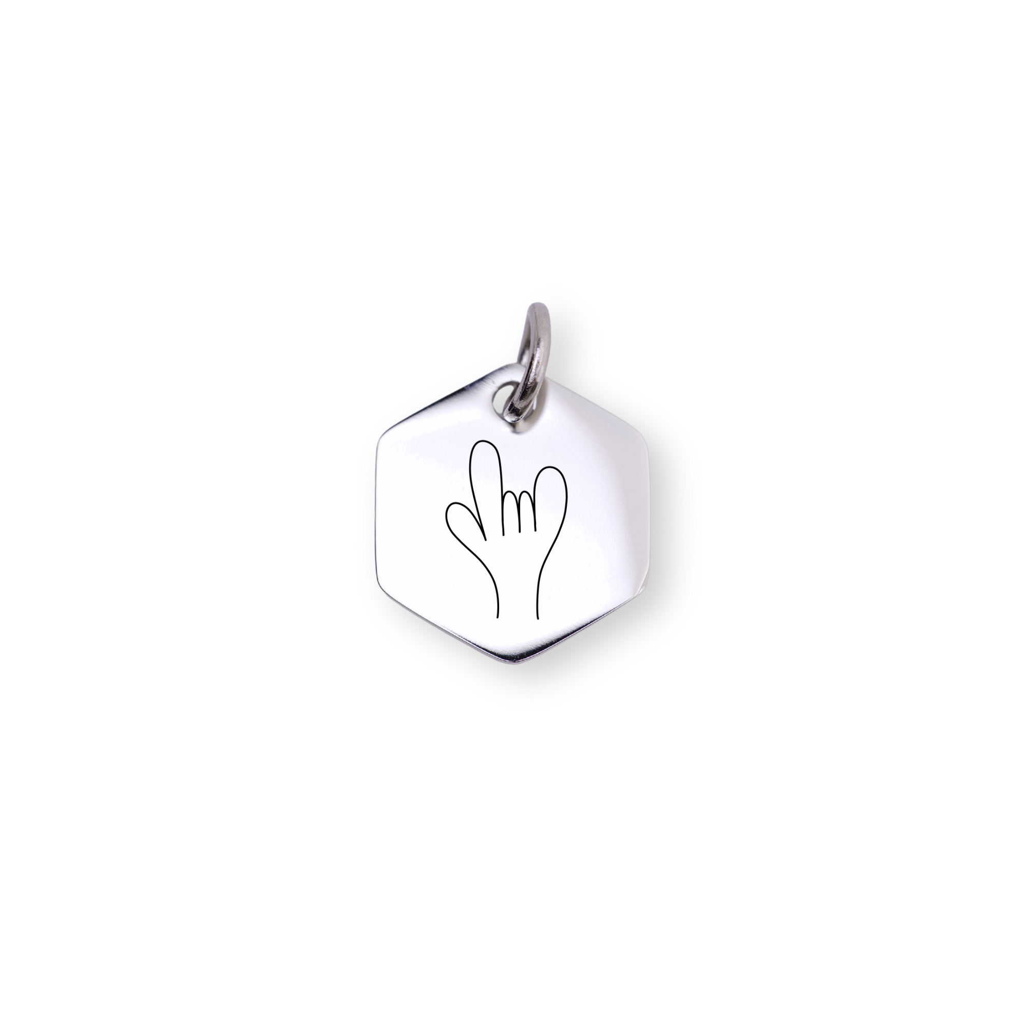 ASL "I Love You" Engraved Hexagon Charm