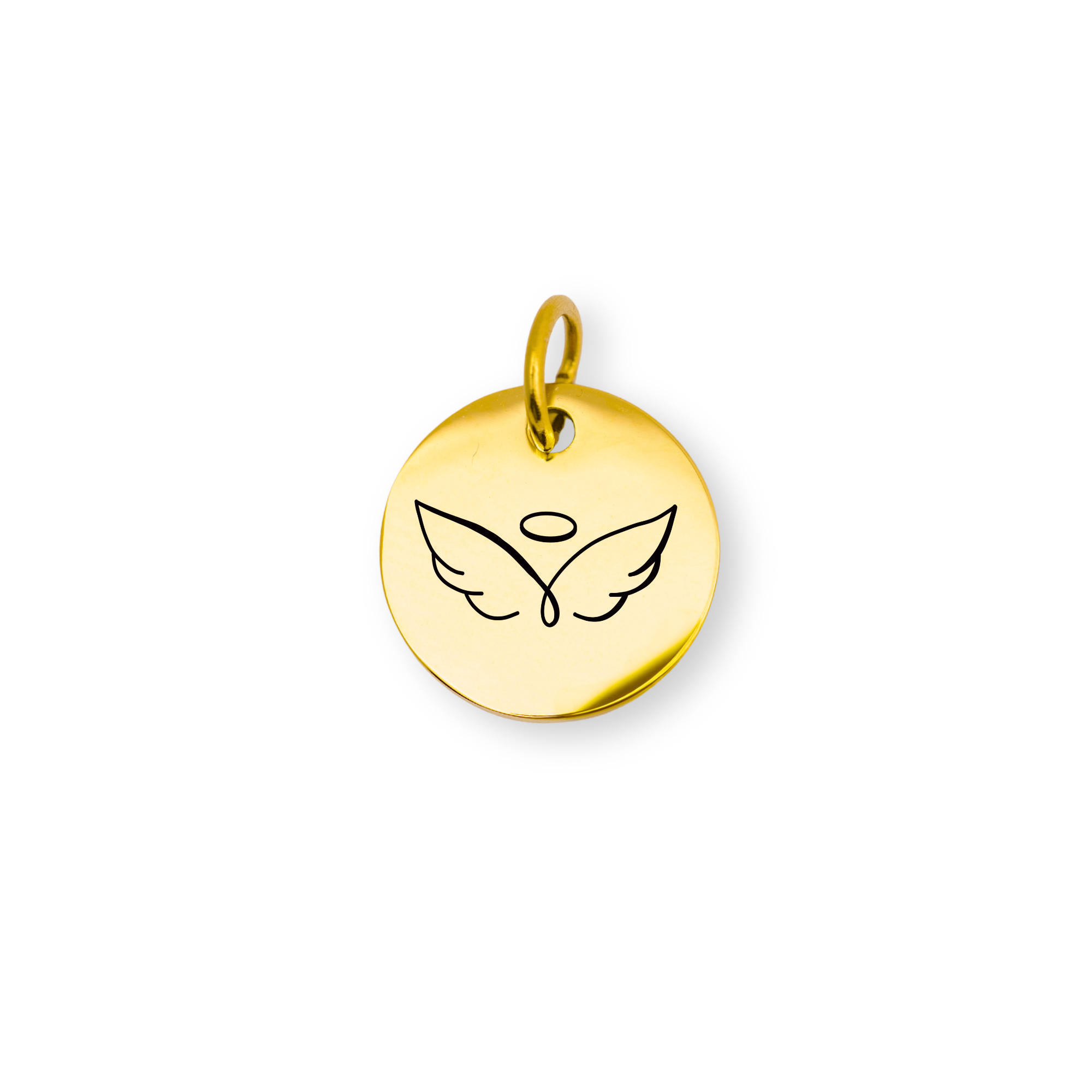 Angel Wings Engraved Circle Charm