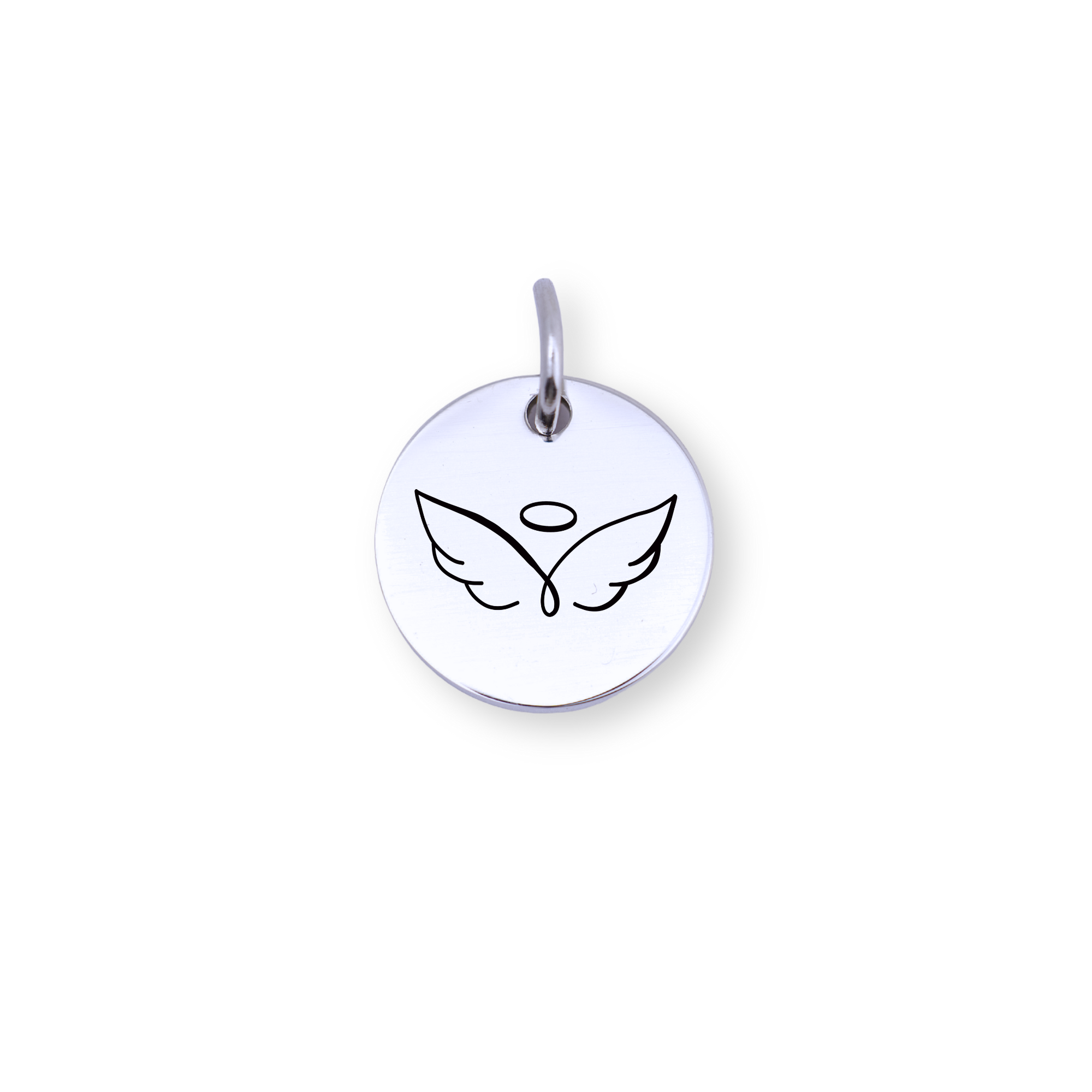 Angel Wings Engraved Circle Charm