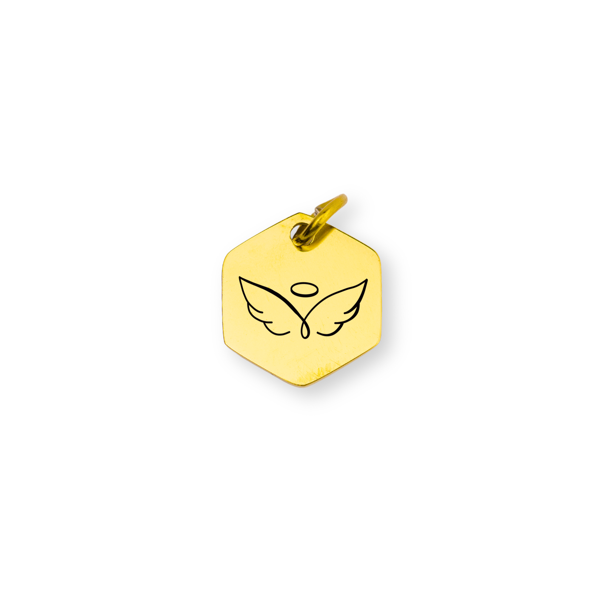 Angel Wings Engraved Hexagon Charm