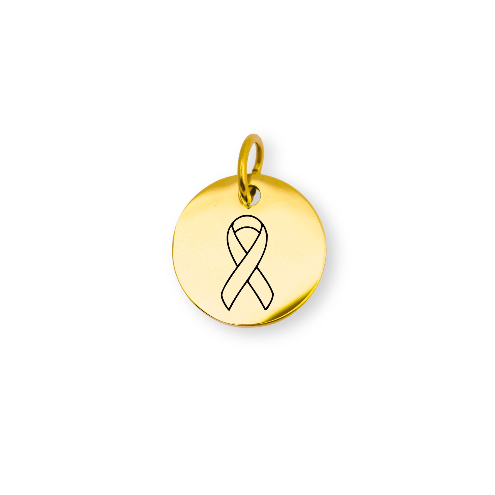 Cancer Ribbon Engraved Circle Charm