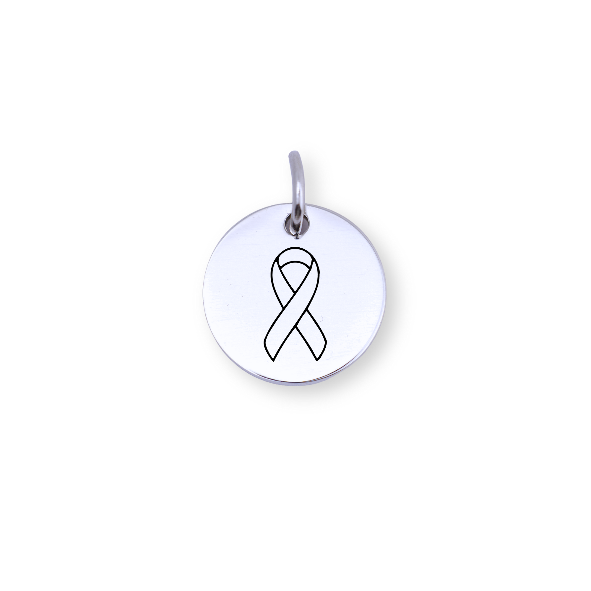 Cancer Ribbon Engraved Circle Charm