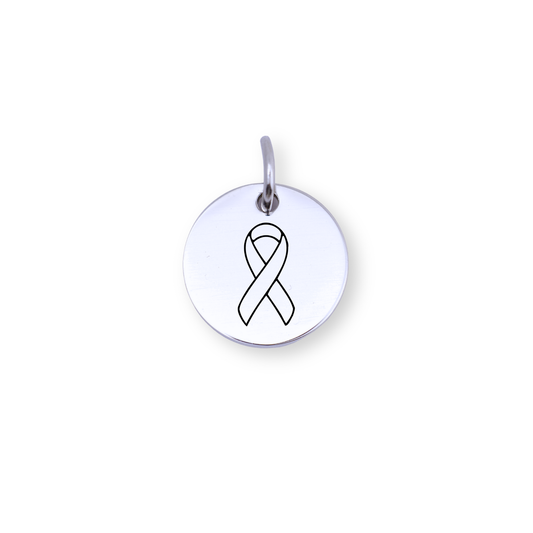 Cancer Ribbon Engraved Circle Charm