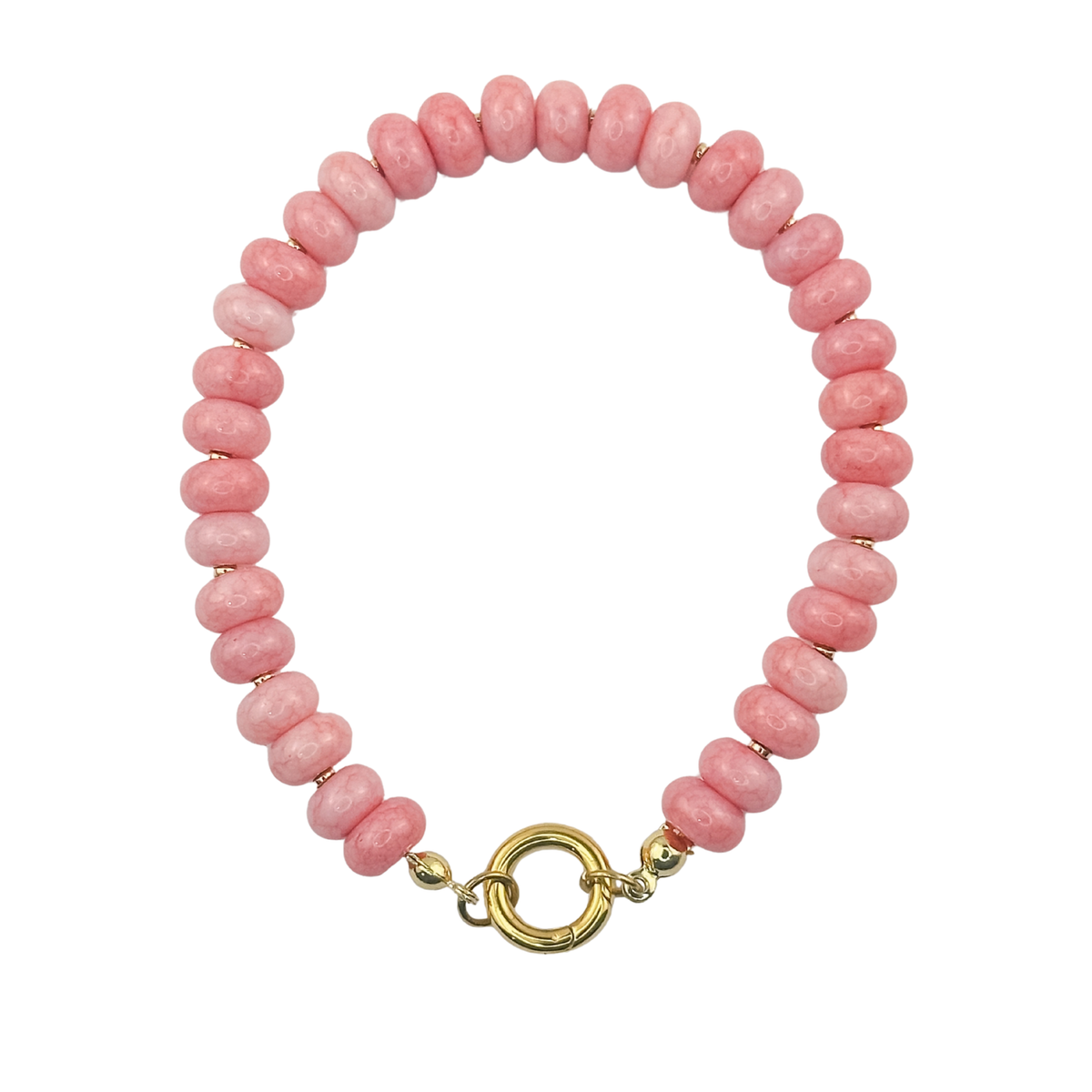 Agate Rondelle Beaded Bracelet with Charm Keeper