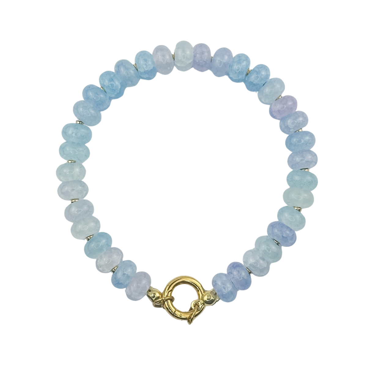 Agate Rondelle Beaded Bracelet with Charm Keeper
