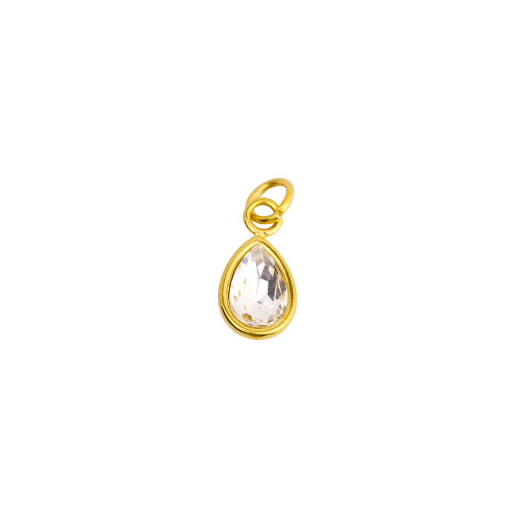 April Crystal Teardrop Birthstone Charm