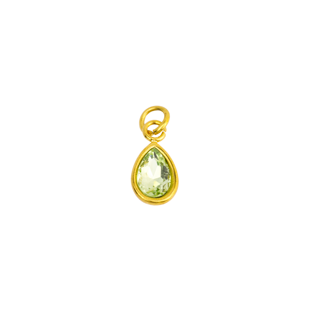 August Peridot Teardrop Birthstone Charm