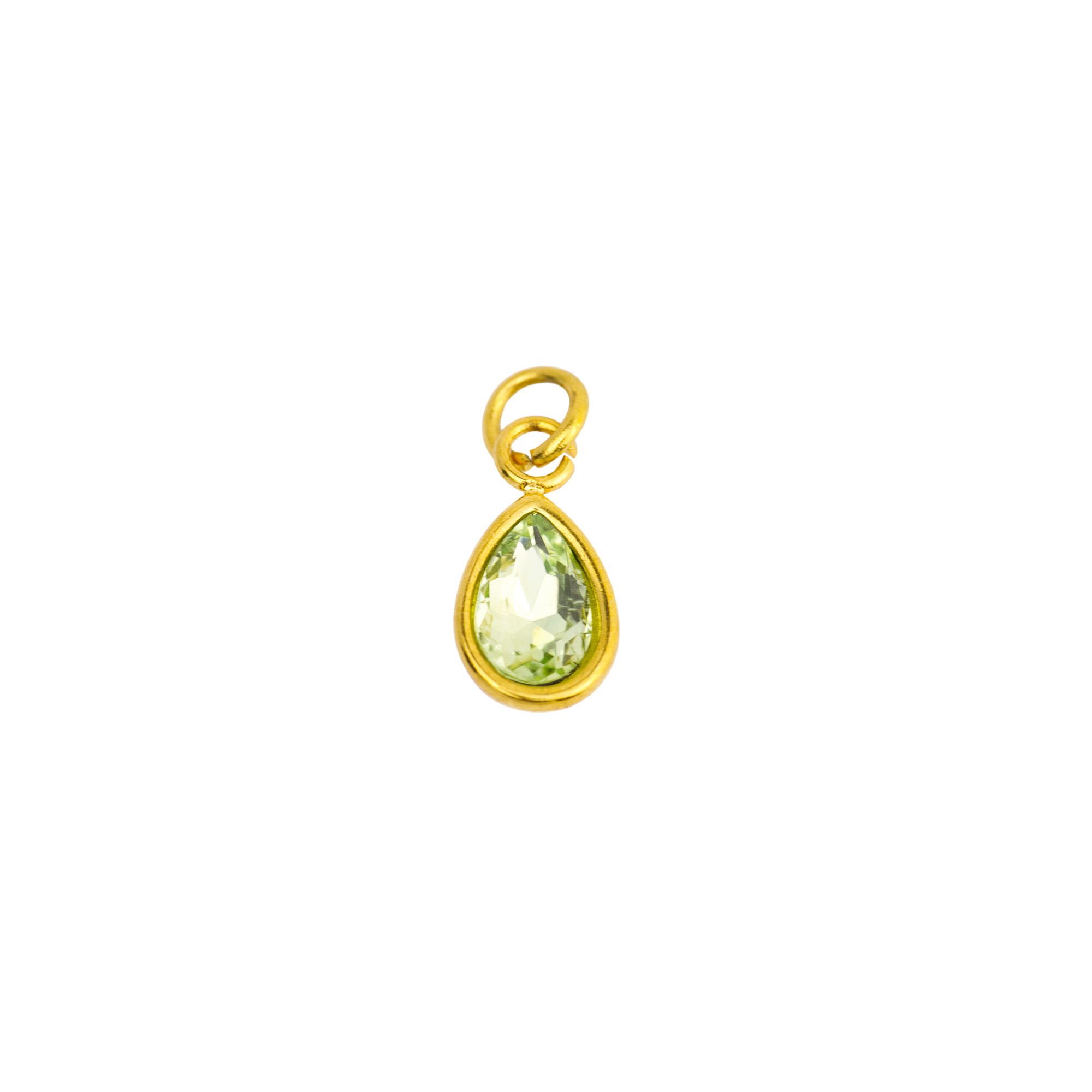August Peridot Teardrop Birthstone Charm