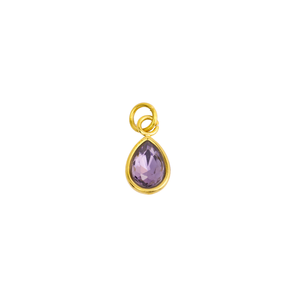 February Amethyst Teardrop Birthstone Charm