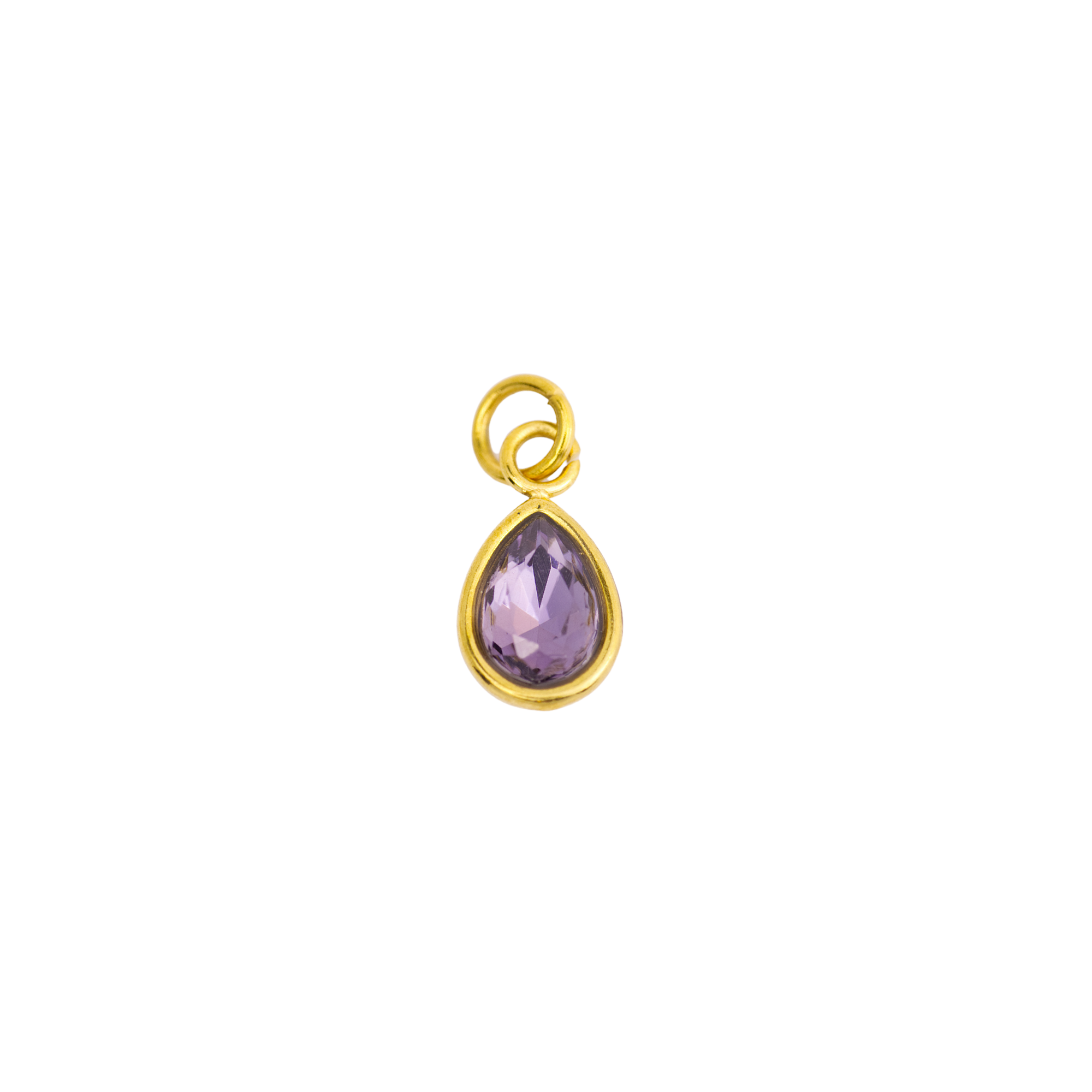 February Amethyst Teardrop Birthstone Charm