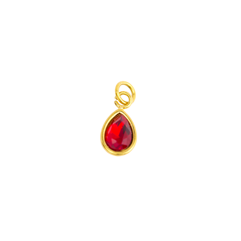 July Ruby Teardrop Birthstone Charm