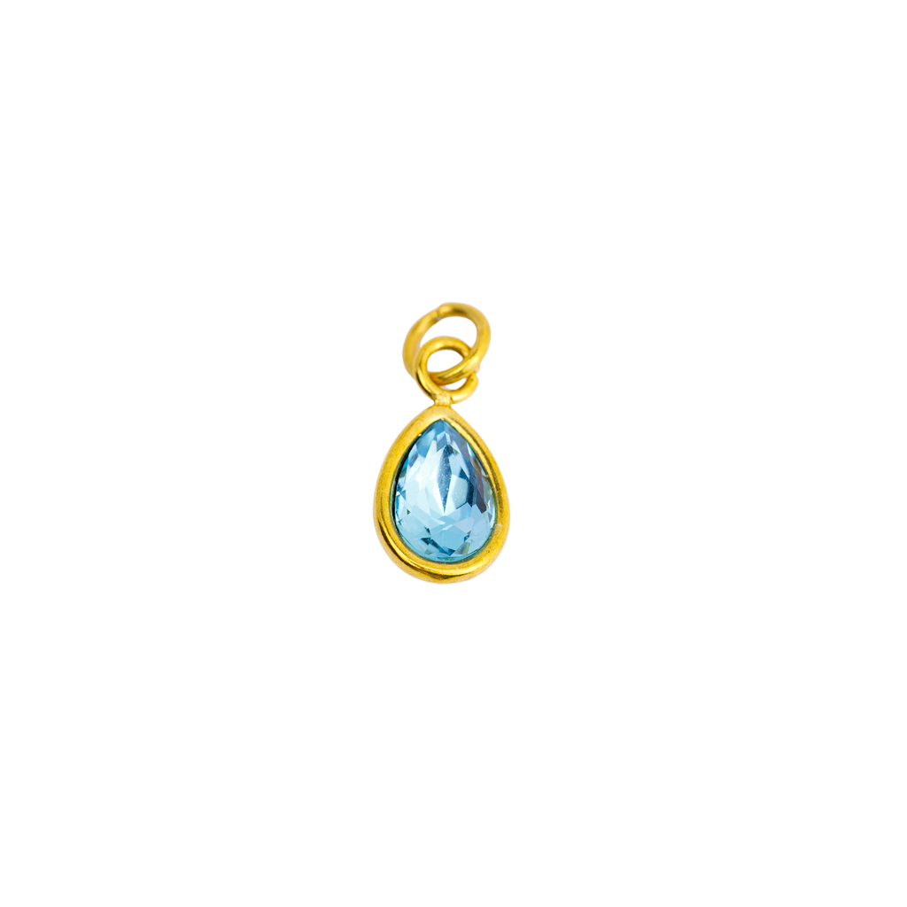 March Aquamarine Teardrop Birthstone Charm