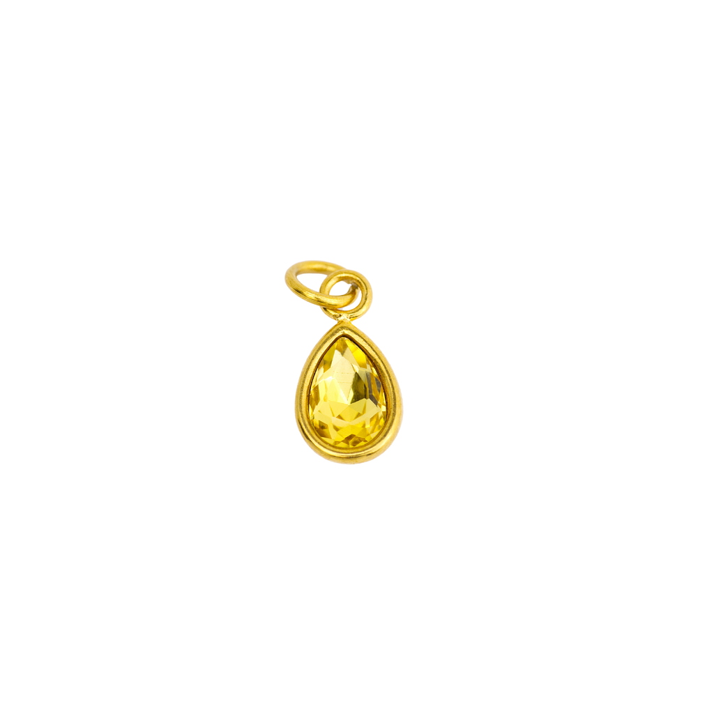 November Citrine Teardrop Birthstone Charm
