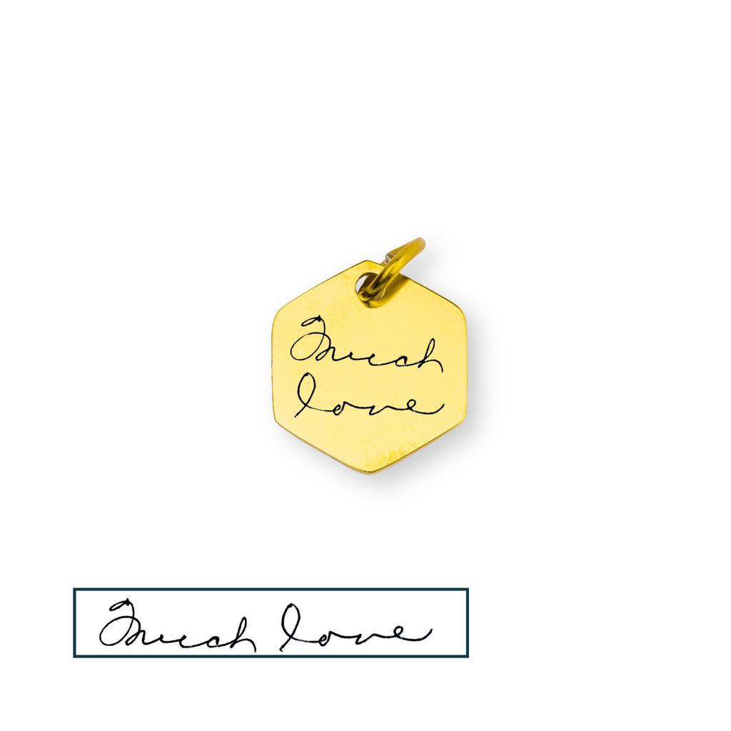 Handwritten Message Hexagon Charm