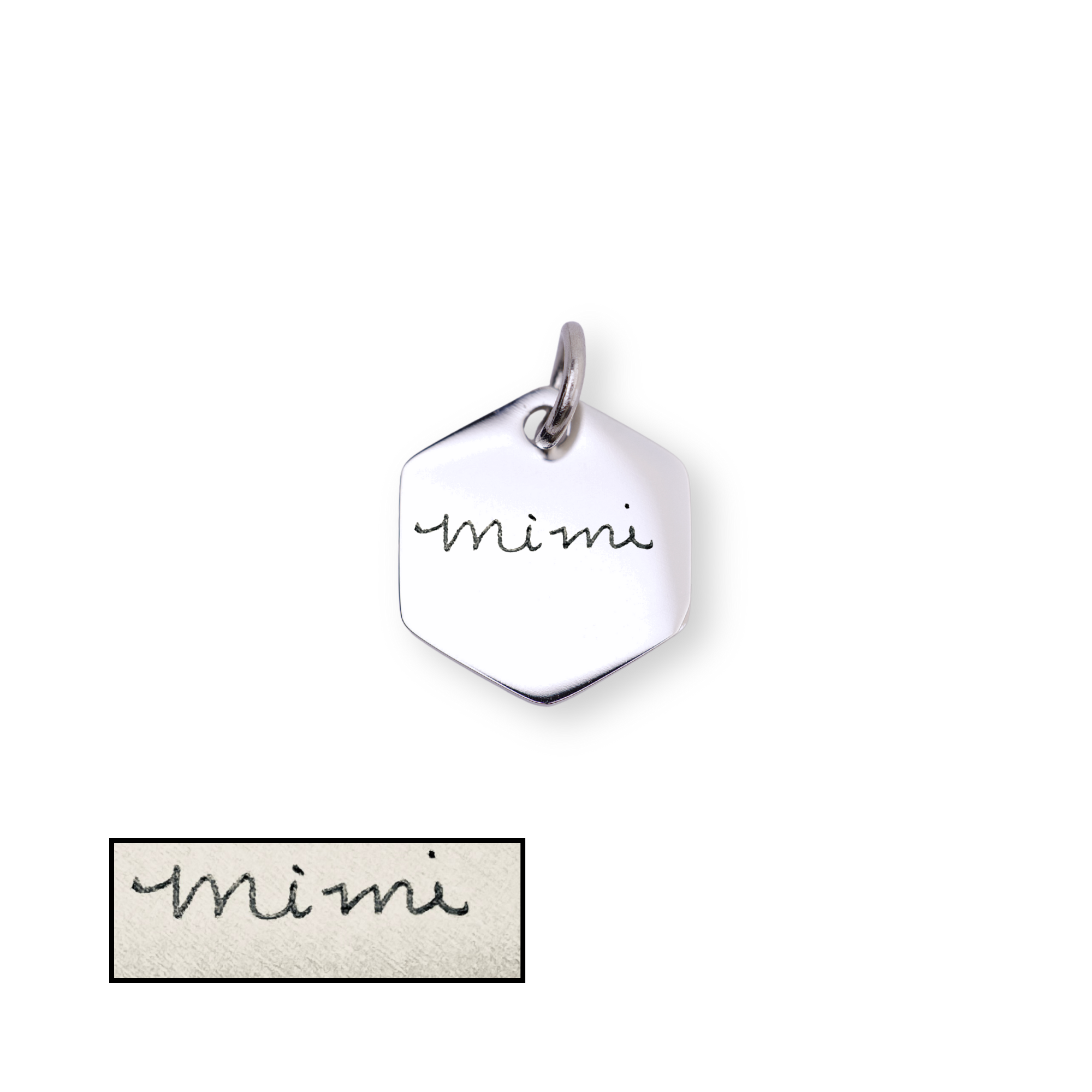 Handwritten Message Hexagon Charm