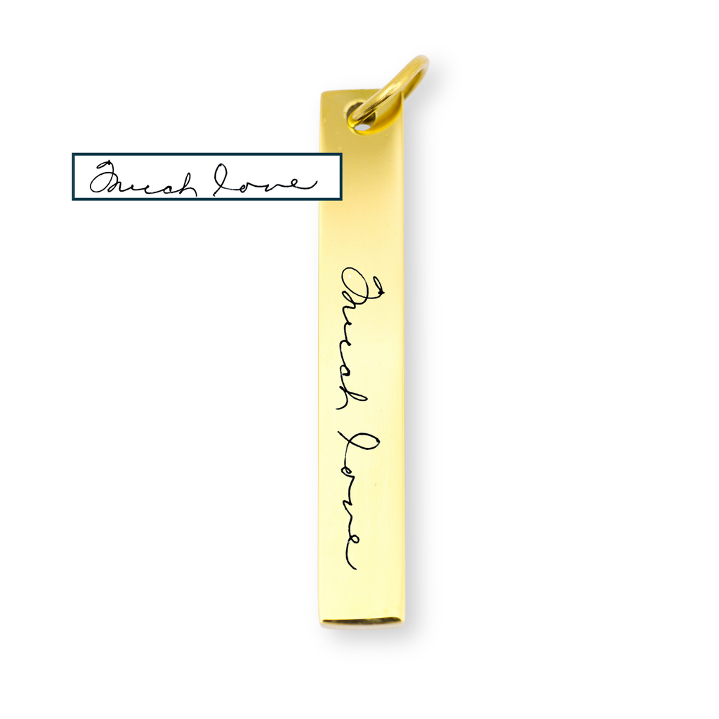 Handwritten Message Vertical Bar Charm