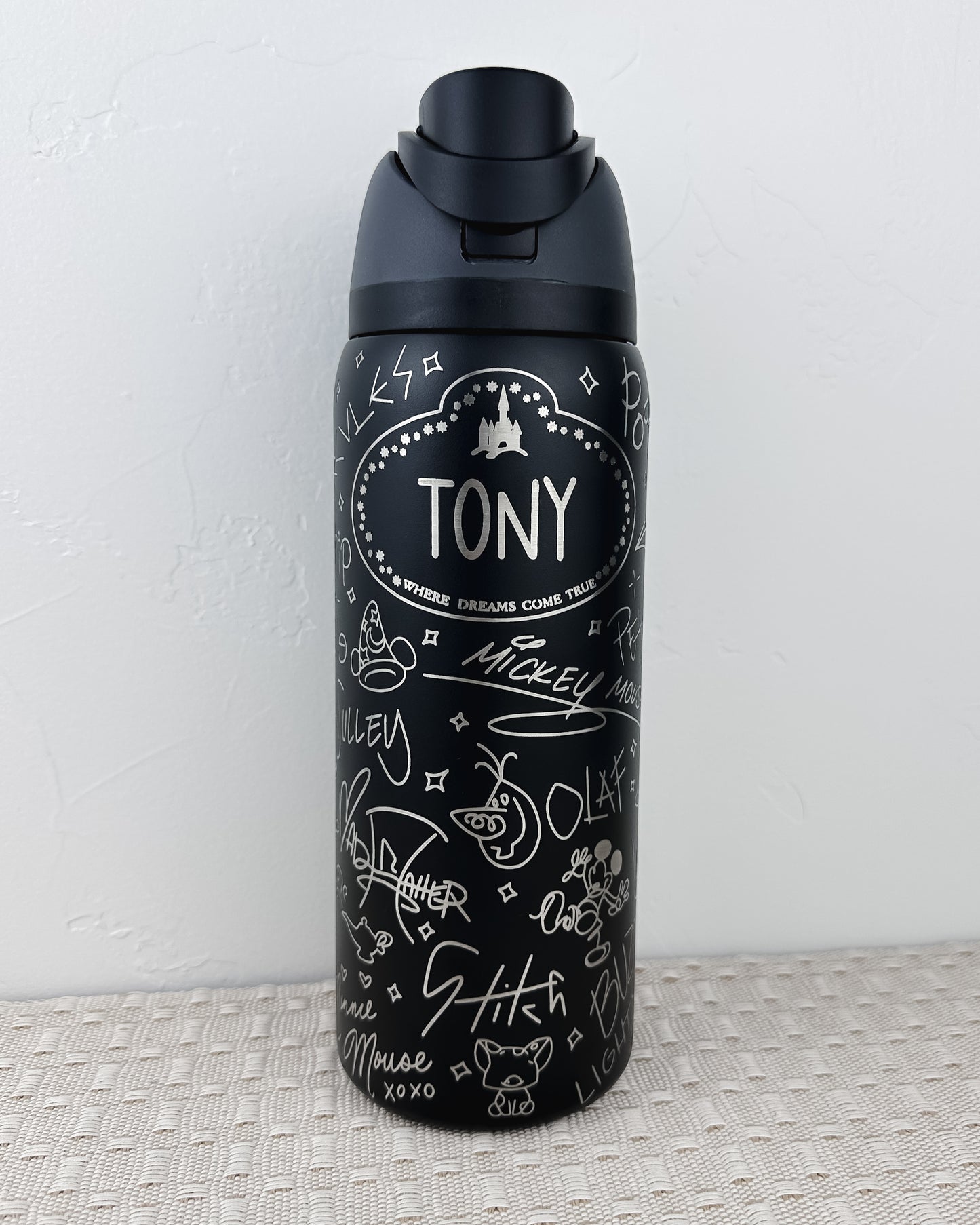 Character Autograph Owala 32oz Water Bottle, Sensational Six Engraved Tumbler, Personalized Name Tag