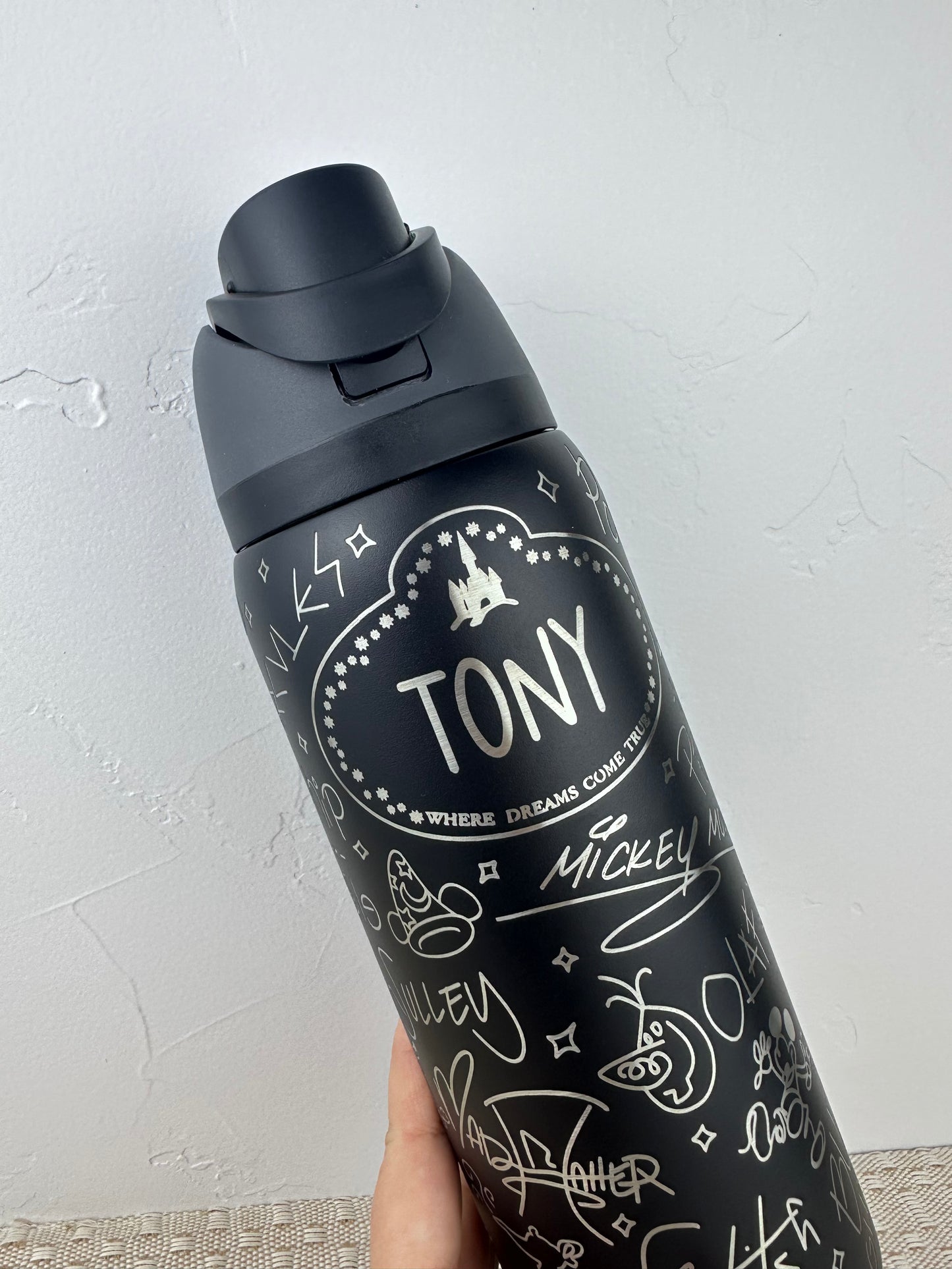 Character Autograph Owala 32oz Water Bottle, Sensational Six Engraved Tumbler, Personalized Name Tag