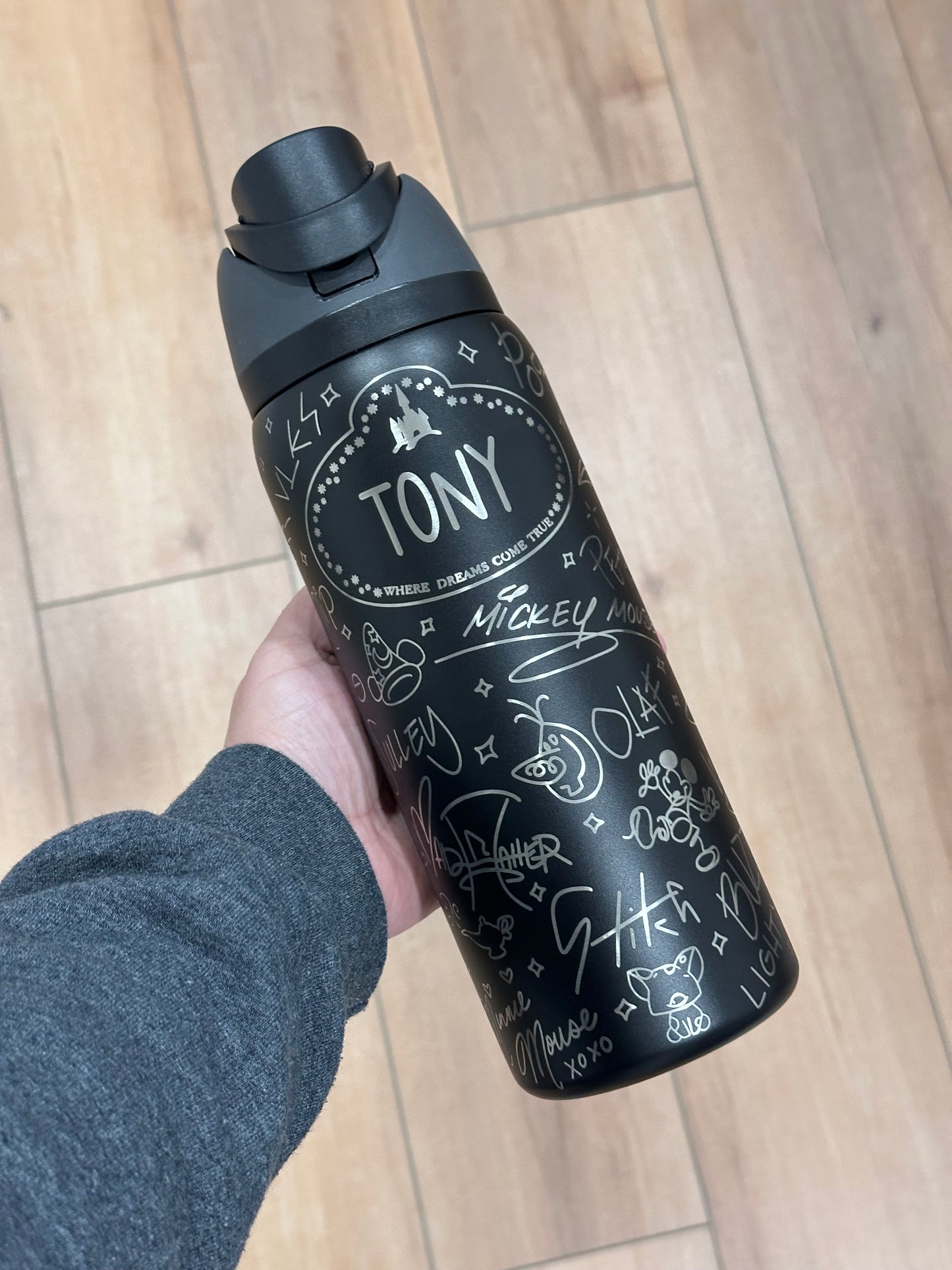 Character Autograph Owala 32oz Water Bottle, Sensational Six Engraved Tumbler, Personalized Name Tag