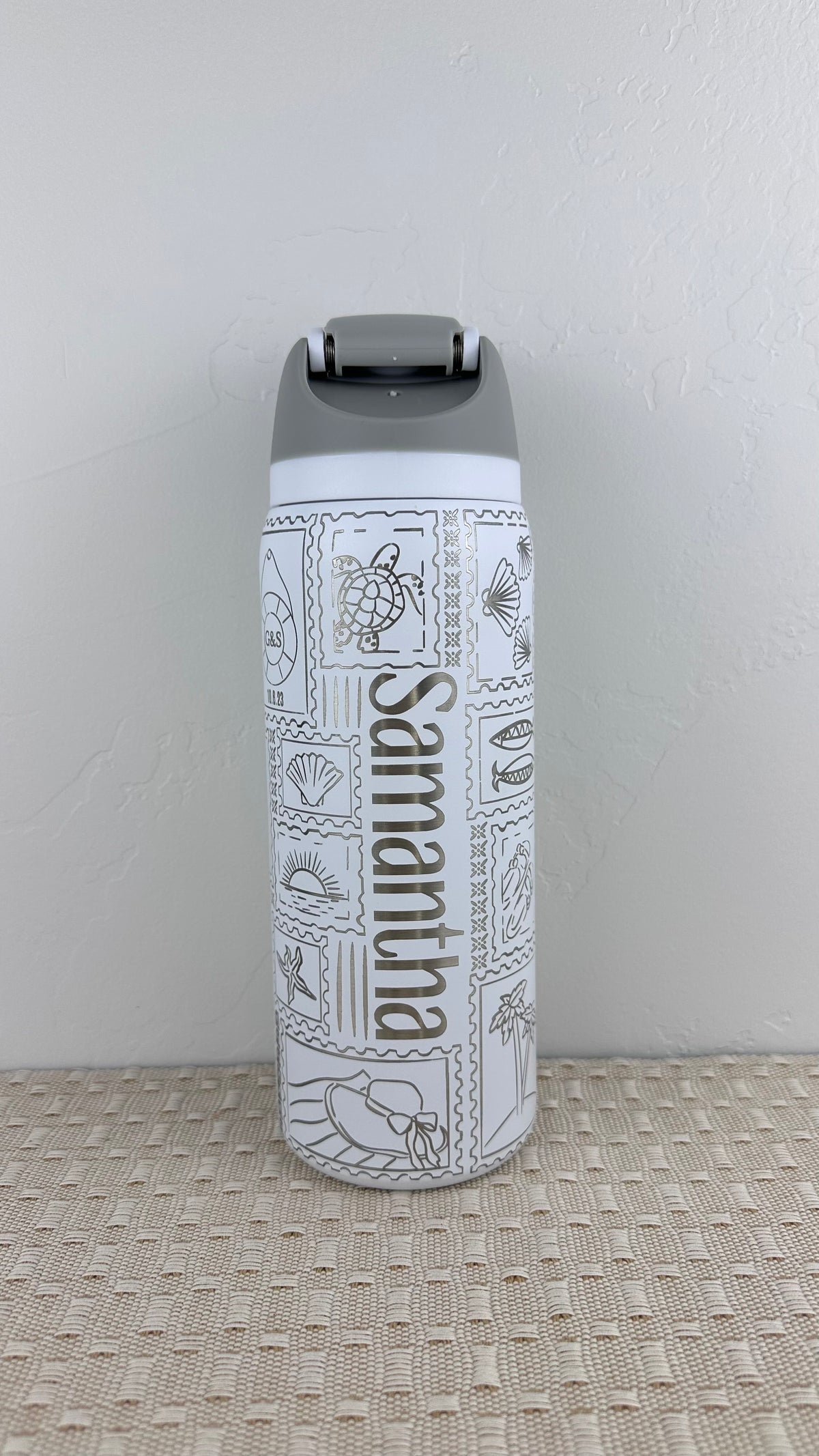 Custom Engraved Cruise Nautical Owala Water Bottle, Personalized Name Tag, 32oz Coastal Beach Gift