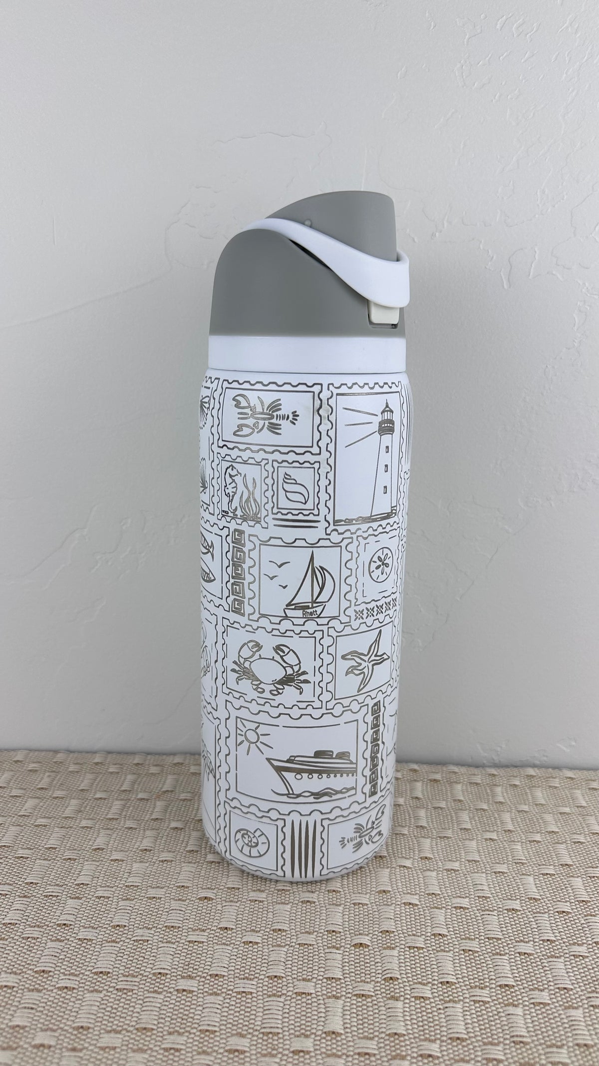 Custom Engraved Cruise Nautical Owala Water Bottle, Personalized Name Tag, 32oz Coastal Beach Gift