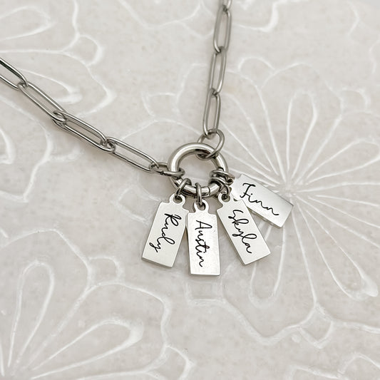 Silver Tiny Tag Name Necklace