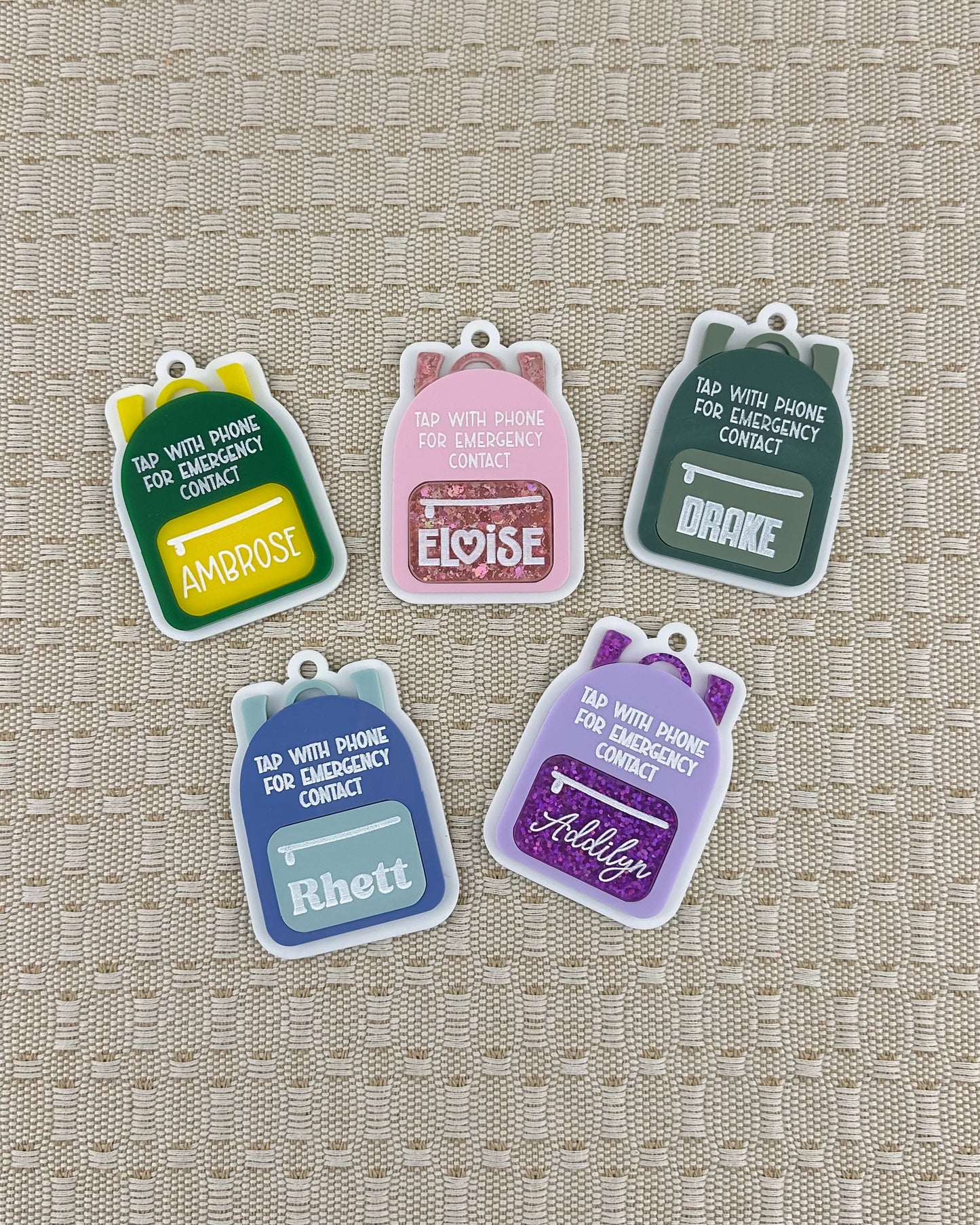 Personalized NFC Emergency Contact Backpack Keychain
